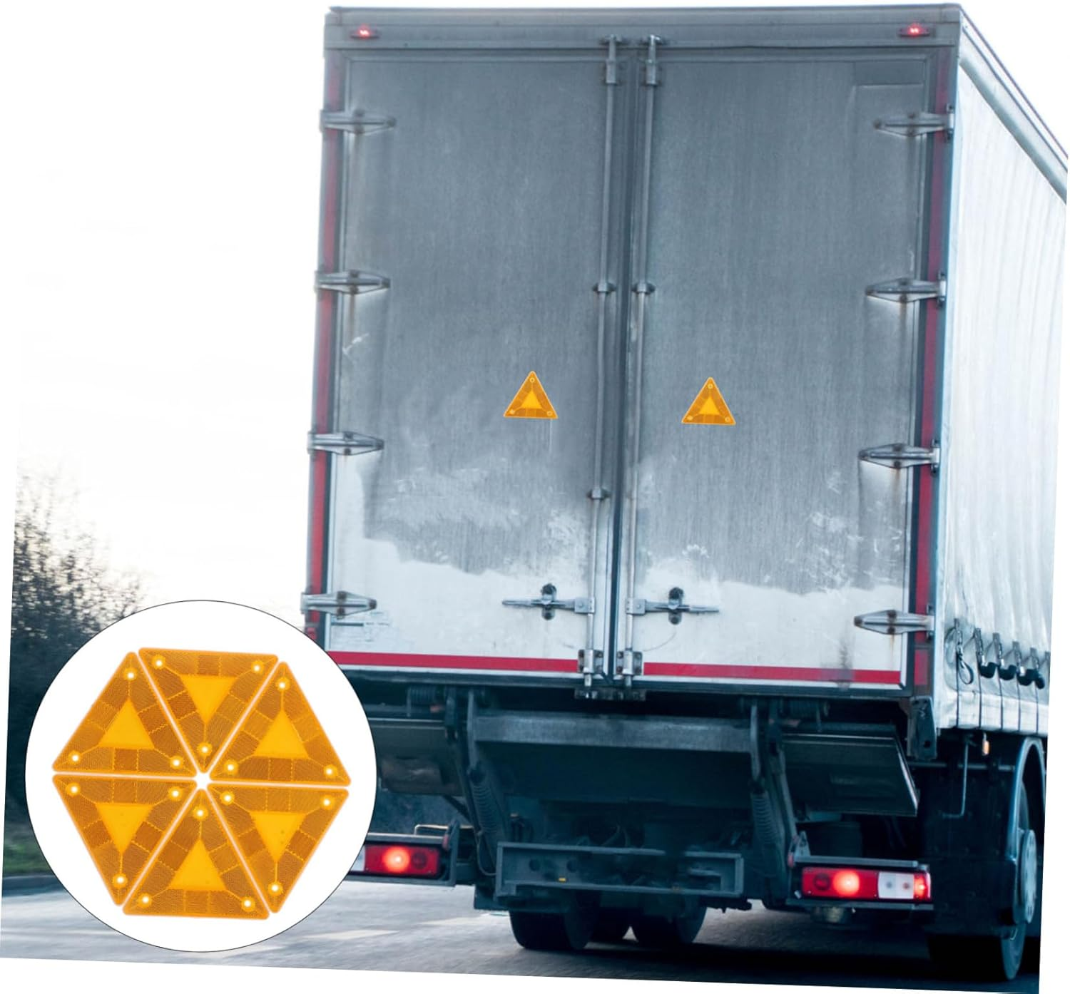 KICHOUSE 8Pcs Reflective Triangle Sign Slow Moving Vehicle Car Safety Sign Reflector Strip image number 2