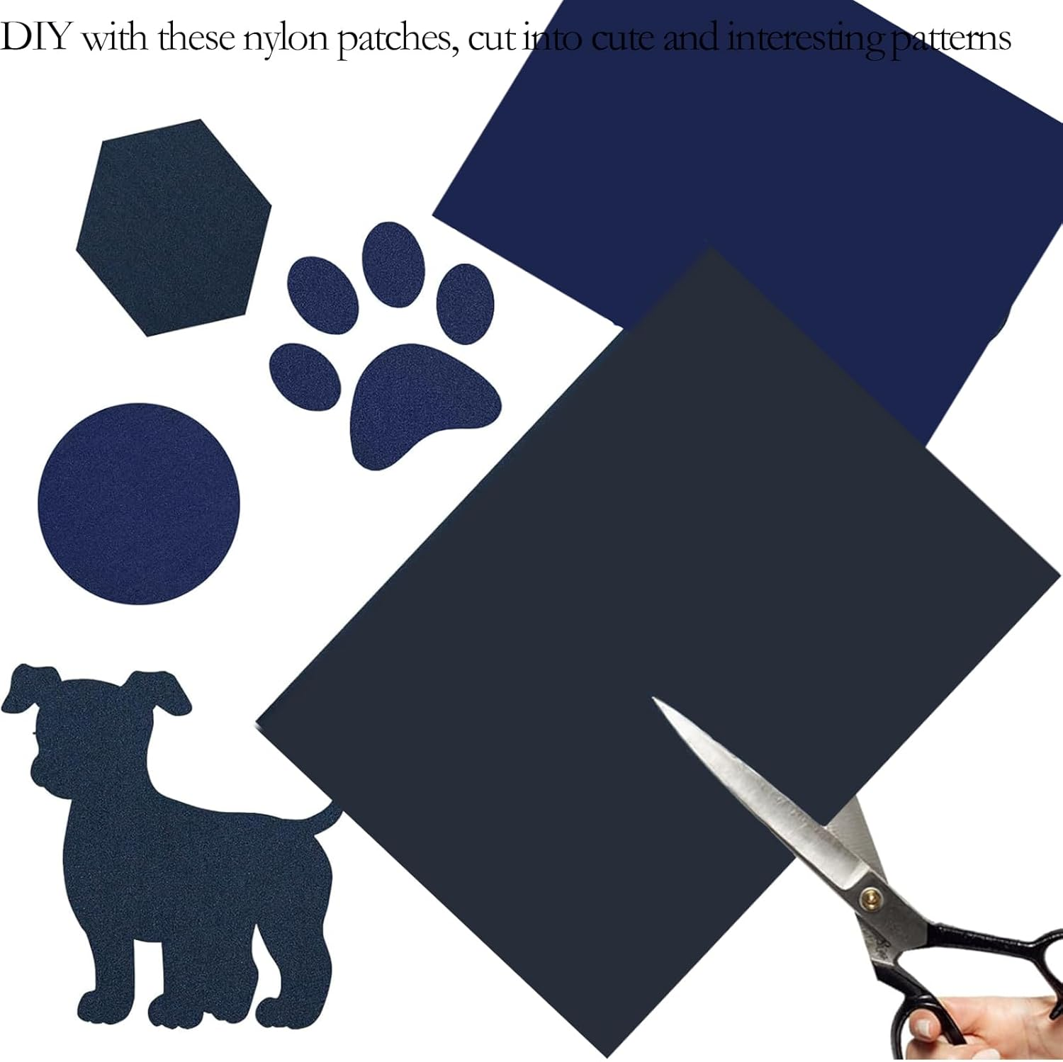 Down Jacket Patches Nylon Repair,Black Different Size and Shapes Waterproof Self Adhesive Repair Kits.For Clothing down Jacket Camping Tent Backpack Awning Sleeping Bags Repair Holes Tearing (Solid Color) - Solid Color image number 5