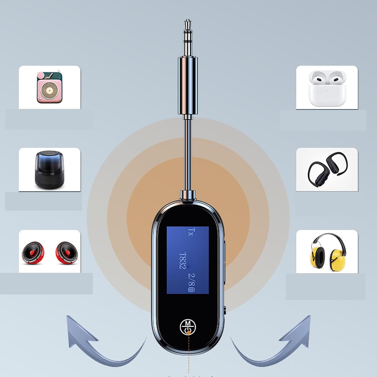 GOWENIC 5.3 Transmitter and Receiver, Hifi Sound Wireless Adapter with Aptx Low Latency and Display, with Airplane Adapter, for Home TV Laptop Travel image number 3
