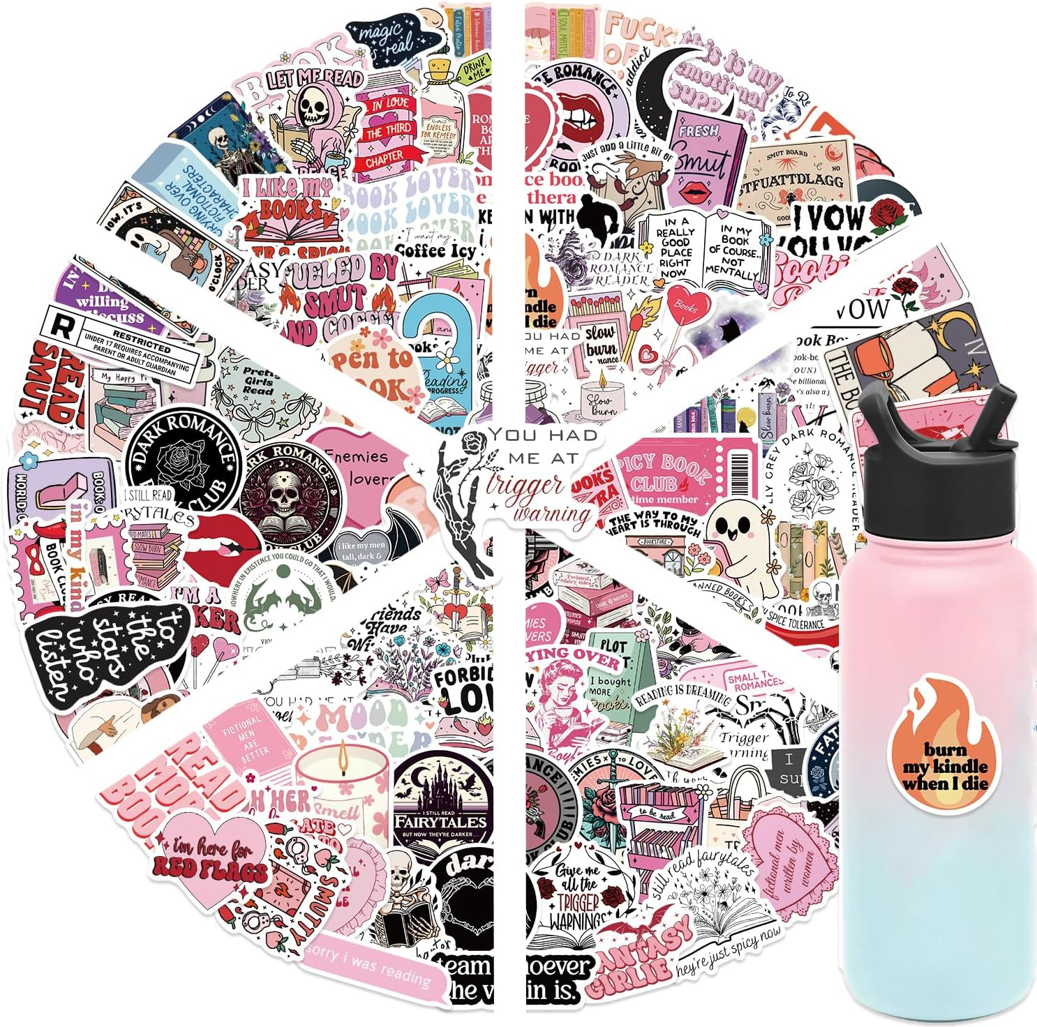 150PCS Romance & Dark Academia Book Stickers, Gothic Bookish Vinyl Stickers for Readers, Book Lovers Stickers Pack for Laptops, Water Bottles, Journals, Waterproof Decals image number 5