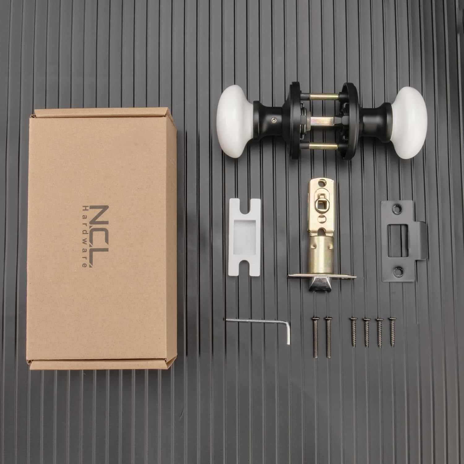 NCL White Door Knobs, Keyless Door Handles, Porcelain Door Levers, Interior Bath Door Knob image number 5