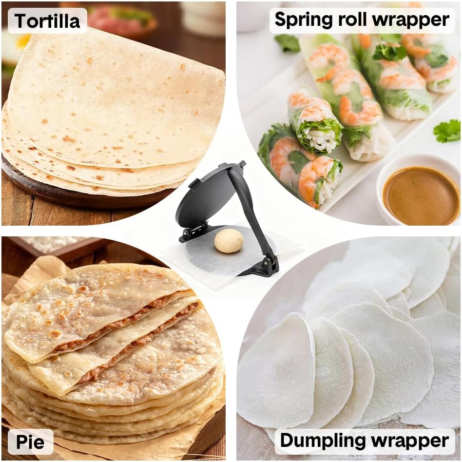Alston 12 Inch Cast Iron Tortilla Press Heavy Duty Non-Stick Roti Maker Masa Flour Tortillas Dough Presser for Homemade Flatbreads Quesadilla Rotis Empanadas image number 6
