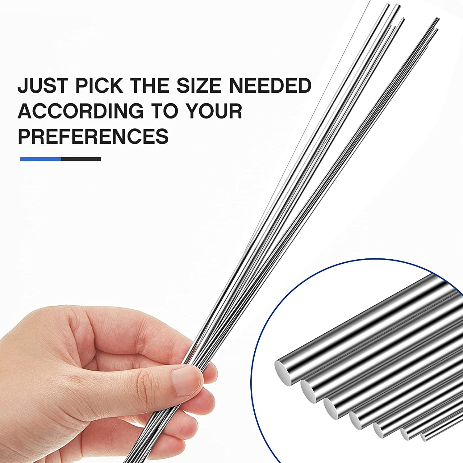 104 Pcs 40 Cm Stainless Steel Spring Music Wire, 12 Different Straight Full Hard Spring Steel Wire, 0.3 Mm, 0.4 Mm, 0.5 Mm, 0.6 Mm, 0.8 Mm, 1 Mm, 1.2 Mm, 1.4 Mm, 1.6 Mm, 1.8 Mm, 2 Mm, 3 Mm image number 5