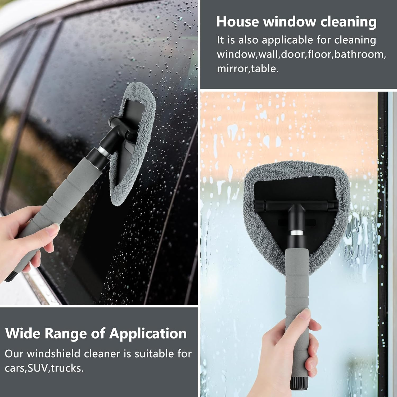 Car Window Cleaning Kit, 8 Pieces, Includes Windshield Cleaning Tool with Extendable Handle 5 Microfiber Bonnets 1 Car Ventilation Brush 1 Empty 50Ml Spray Bottle Glass Wiper Kit (Blue) - Blue image number 5