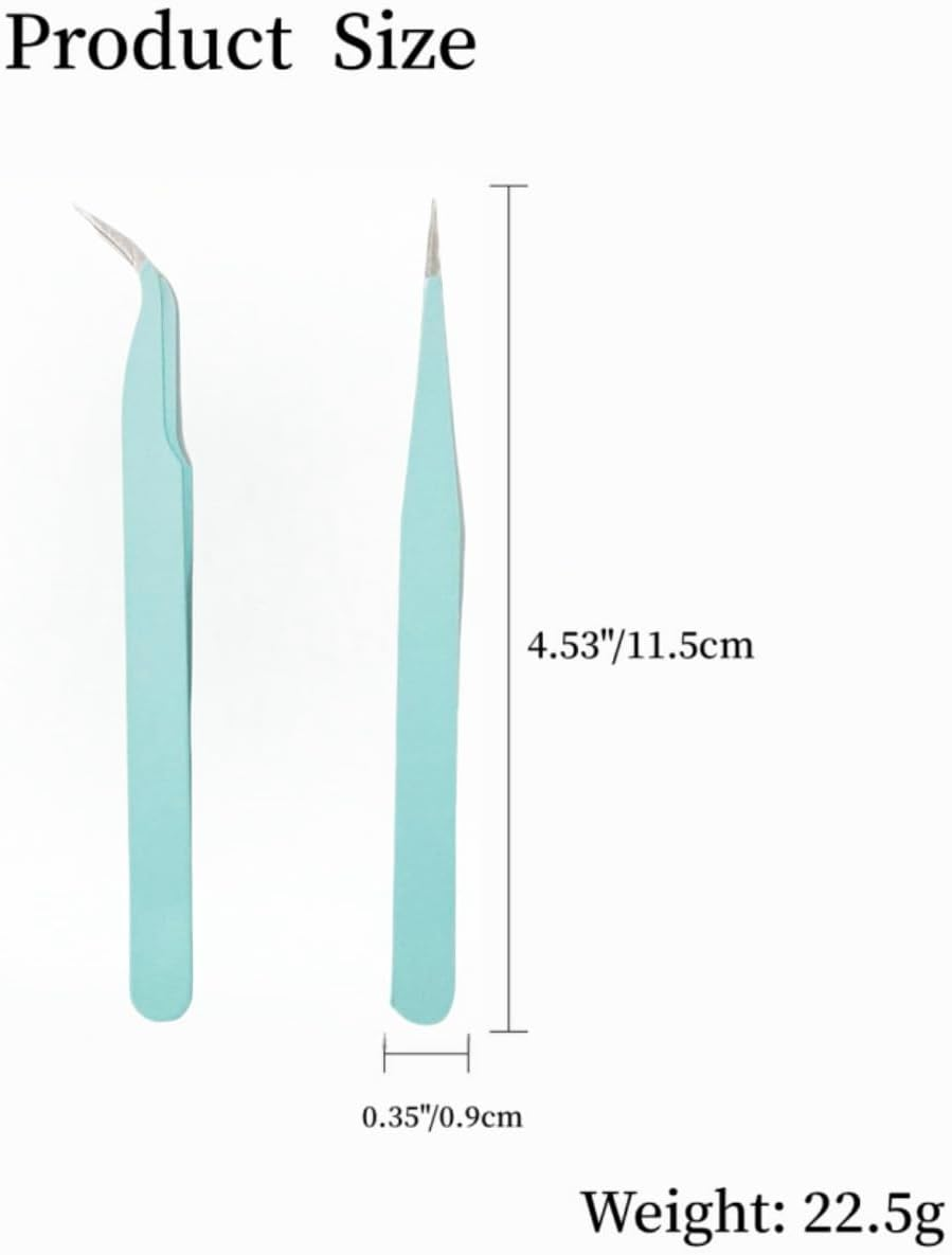 2 Pcs Tweezers,Straight Curved Tweezers,Sticker Tweezers,Craft Tweezers,For Small Gardening and Kitchen,Diy Art,Mint Green