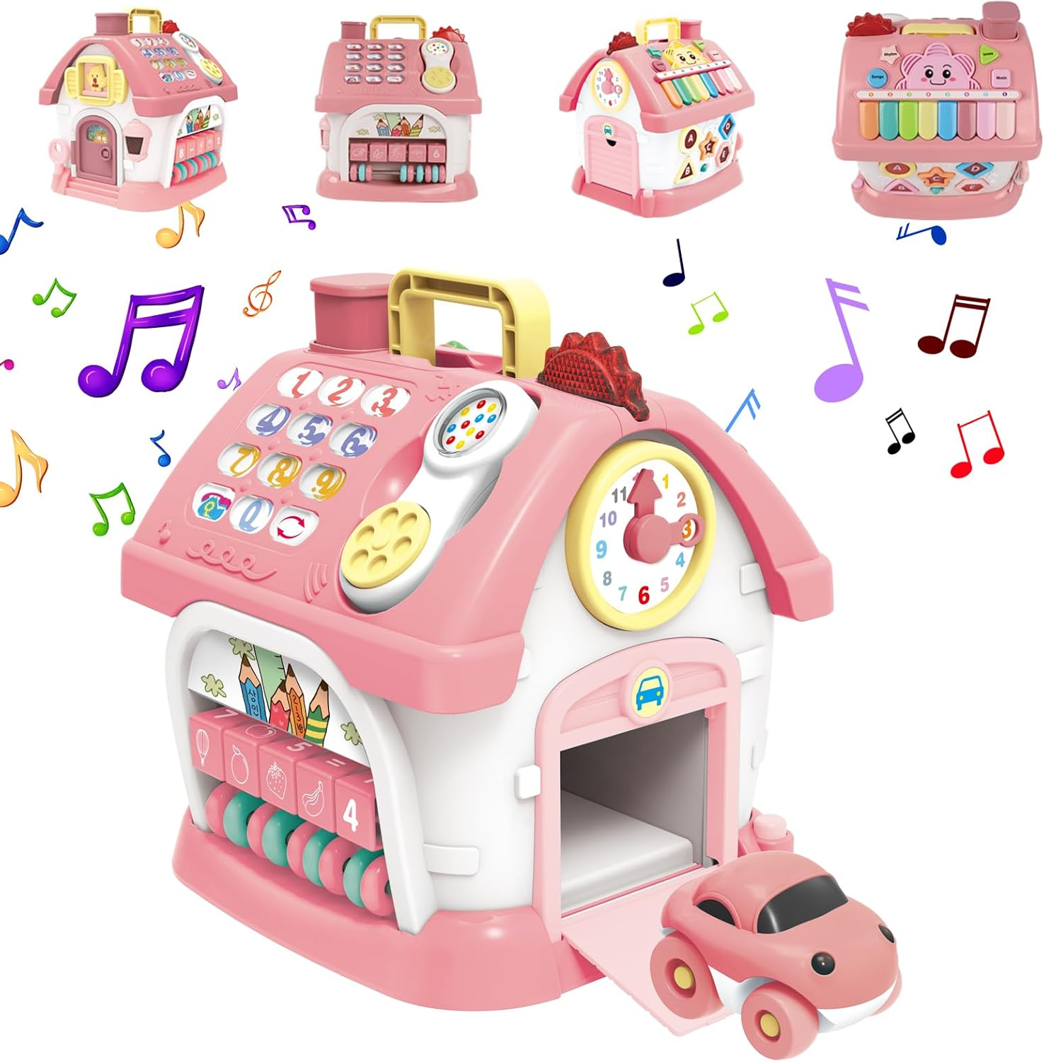 Montessori Toys for 1+ Year Old Girls,Baby Musical Toys for Toddler 8 in 1 Multi-Functional Smart Learning House,Educational Toys for Kids,First Christmas and Birthday Gifts for Baby Girls (Pink) image number 2