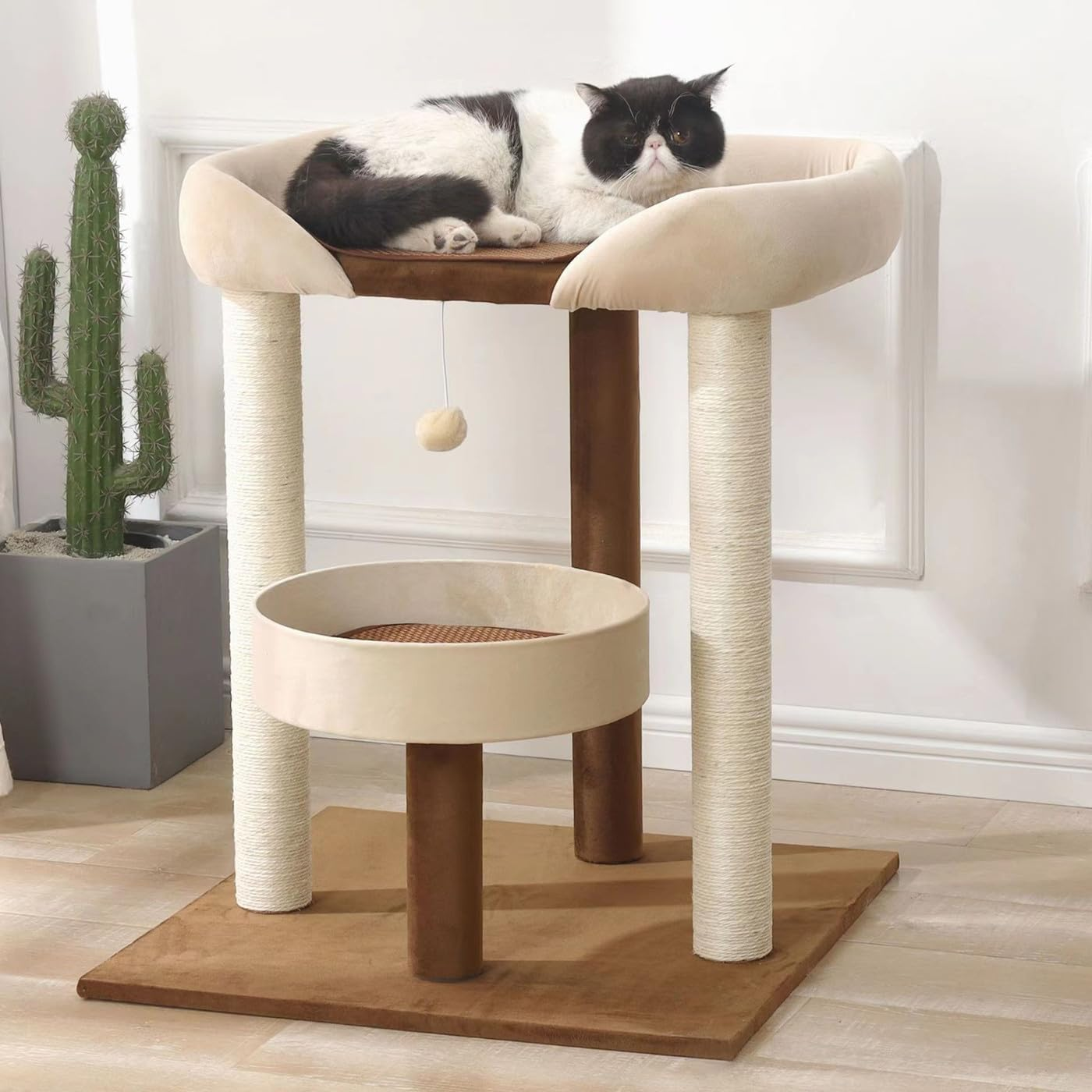 SHENGOCASE Modern Cat Tree Tower with Extra Large Platform Perch Bed for Maine Coon and Big Couch Sofa for Multiple Cats image number 5
