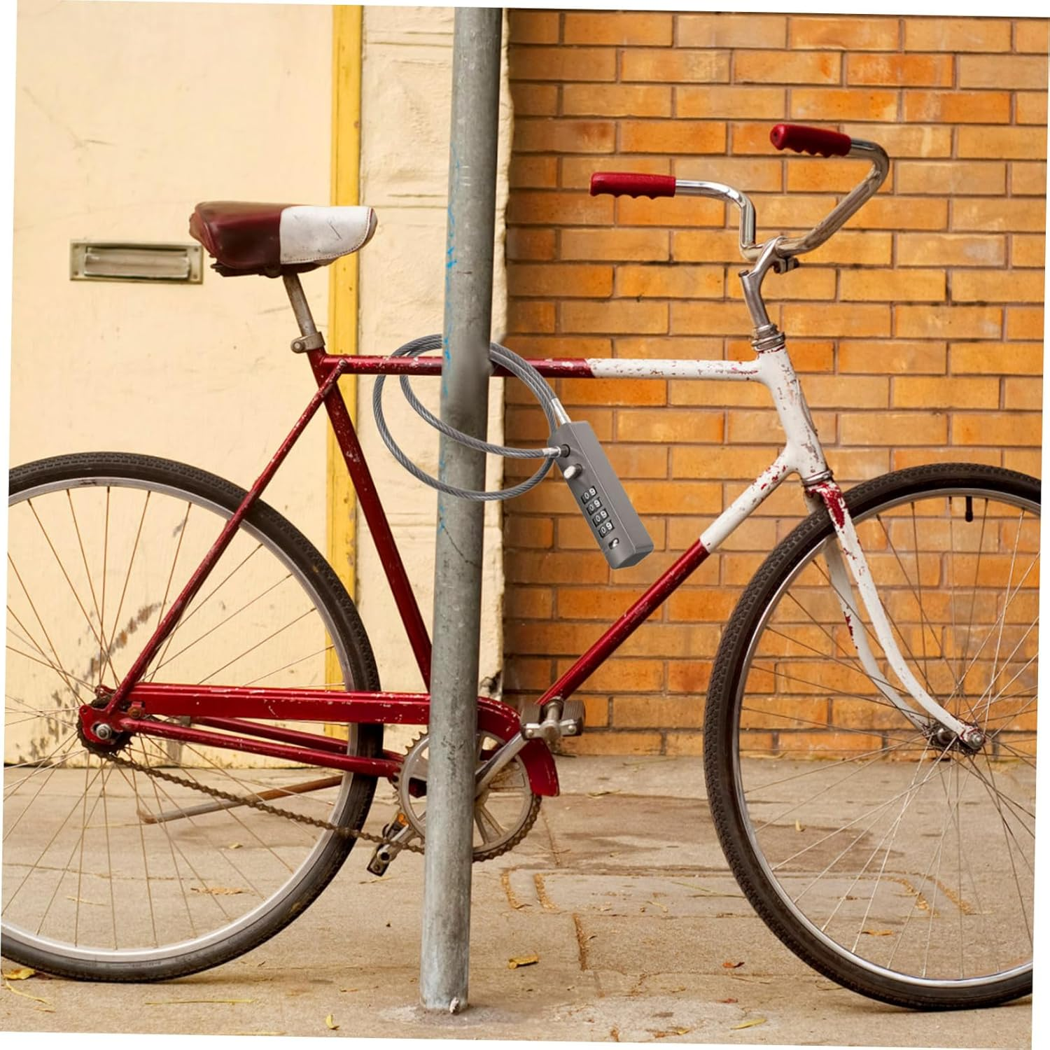 SEWACC Combination Cable Lock 4-Digit Password Bicycle Cable Lock for Bike Helmets Backpacks Travel Luggage and Fridge Use