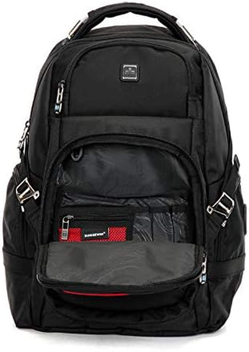 SUISSEWIN Swiss Waterproof Business Backpack Travel Backpack College School Backpack Casual Daypack Daily Shoulder Bag SN9938 Black 15.6 Inch Laptop Notebook Backpack for Men Womens Boys Girls&hellip; image number 3