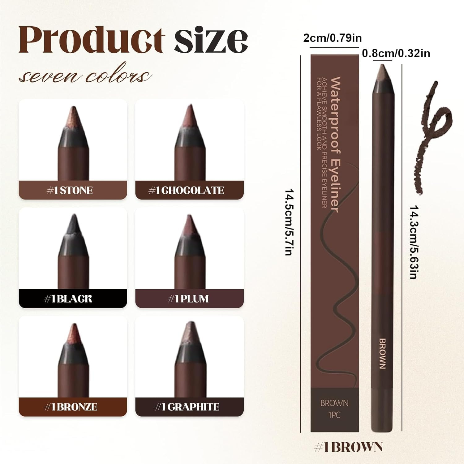 24 HR Waterproof Eyeliner Pencil Duo &ndash; 2-In-1 Sharpenable Eye Liner & Eyebrow Pencil, Smudge-Proof, Long-Lasting, Fading, Smooth Application for Easy Coloring .Waterproof & Sweatproof (Plum) image number 1