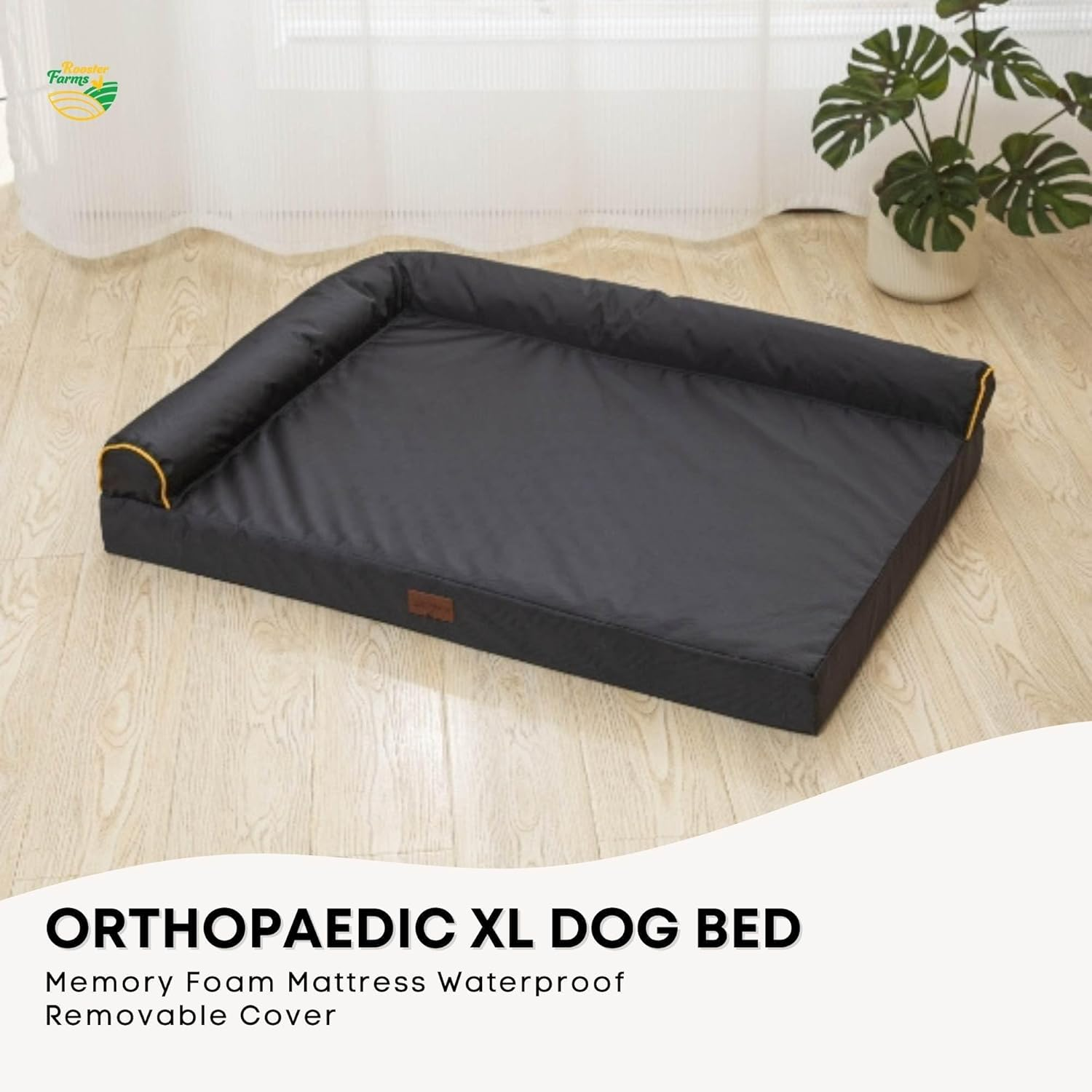 Orthopaedic Dog Bed XL Grey - Memory Foam Mattress Waterproof Removable Cover image number 5