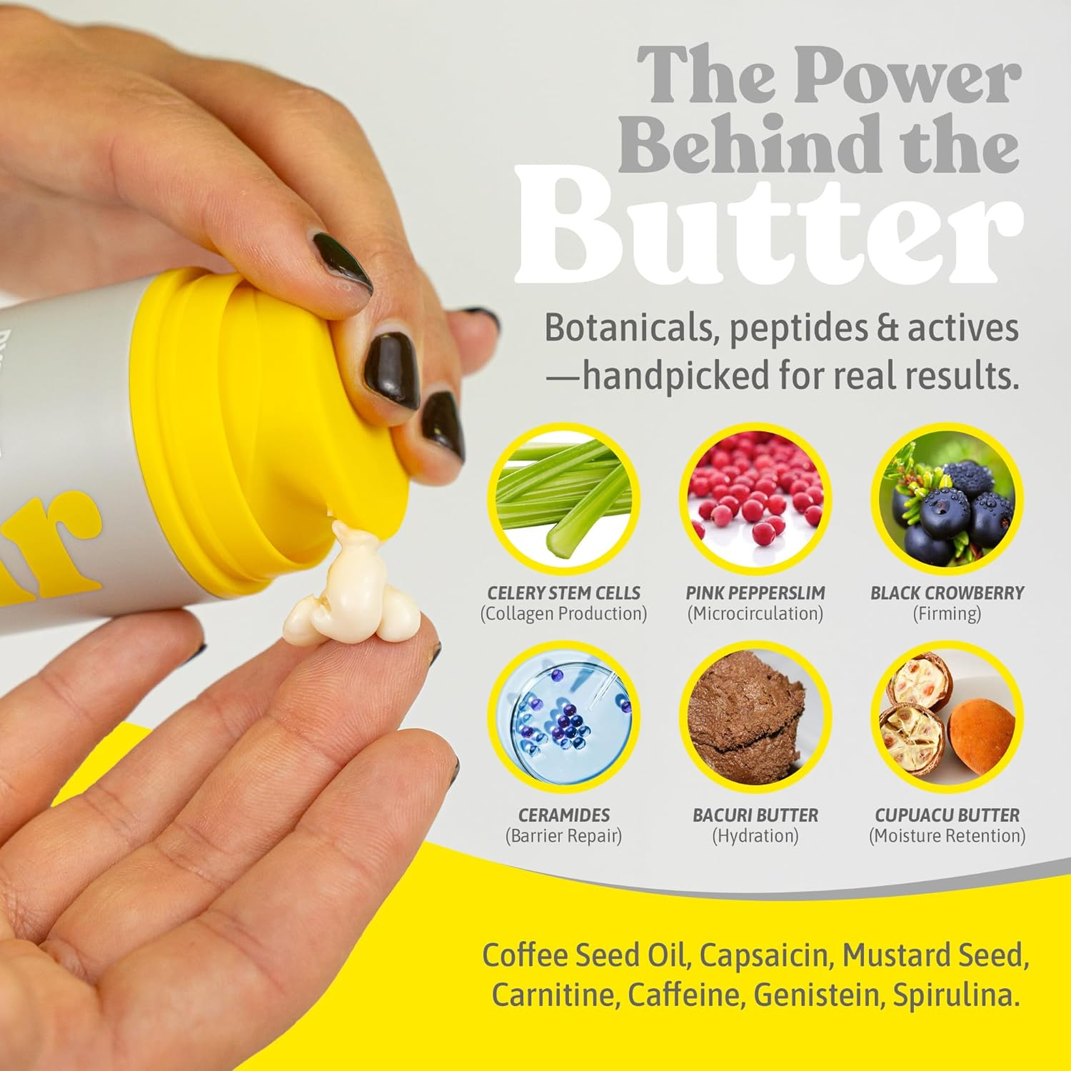 Firmr Bye-Bye Butter Toning Cream - Cellulite Removal & Stretch Mark Cream with Celery Stem Cells - Naturally Hydrates, Retains Moisture, Boosts Elasticity, Strengthens Skin Barrier &ndash; 4.06 Fl.Oz. image number 3