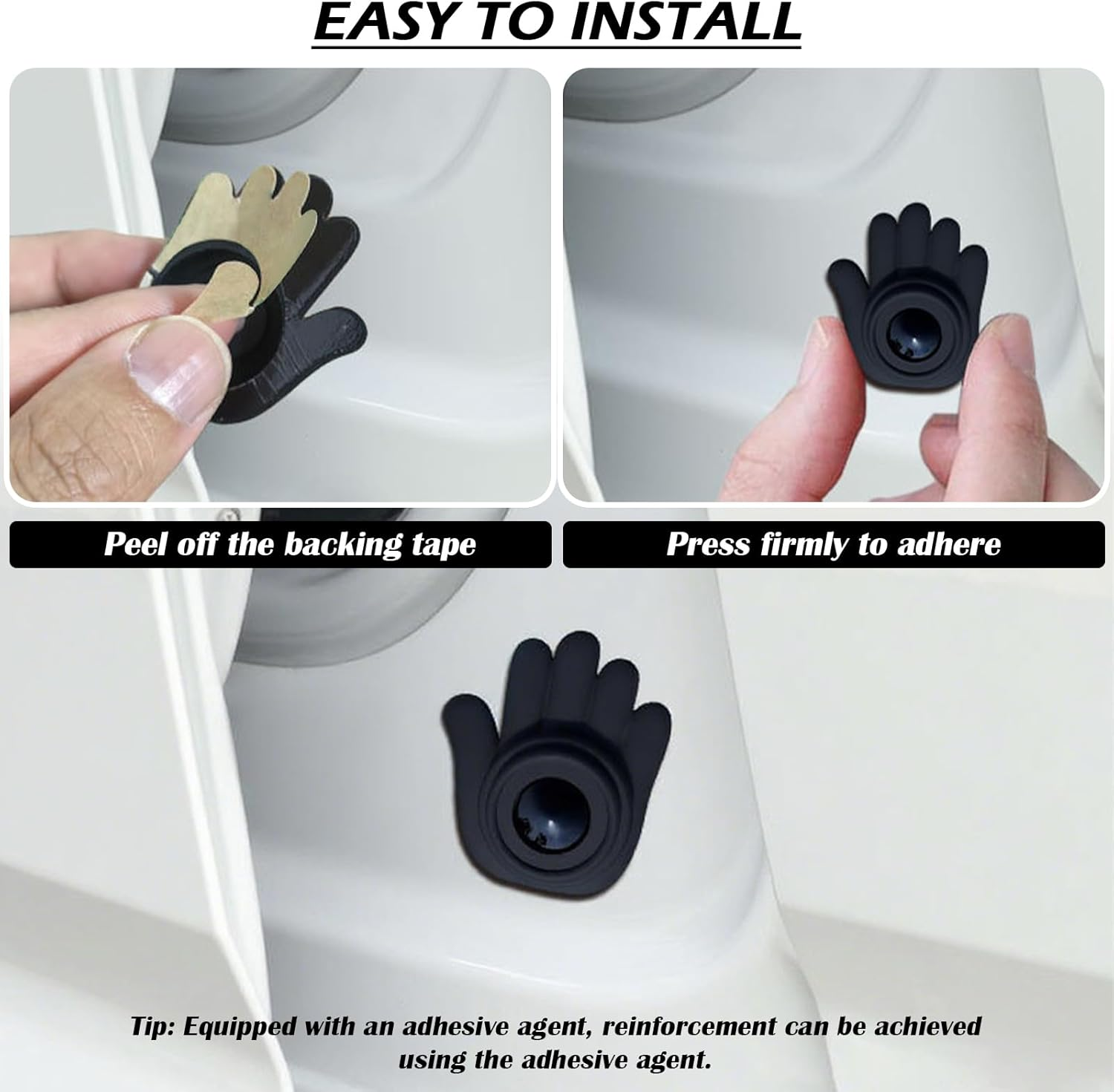 10PCS Car Door Shock Absorber Thickened,Self-Adhesive Door Cushion Shock Absorbers with Soundproof Distinctive Palm Design,Anti-Collision Car Doors Slam Stopper Cars Accessories image number 5