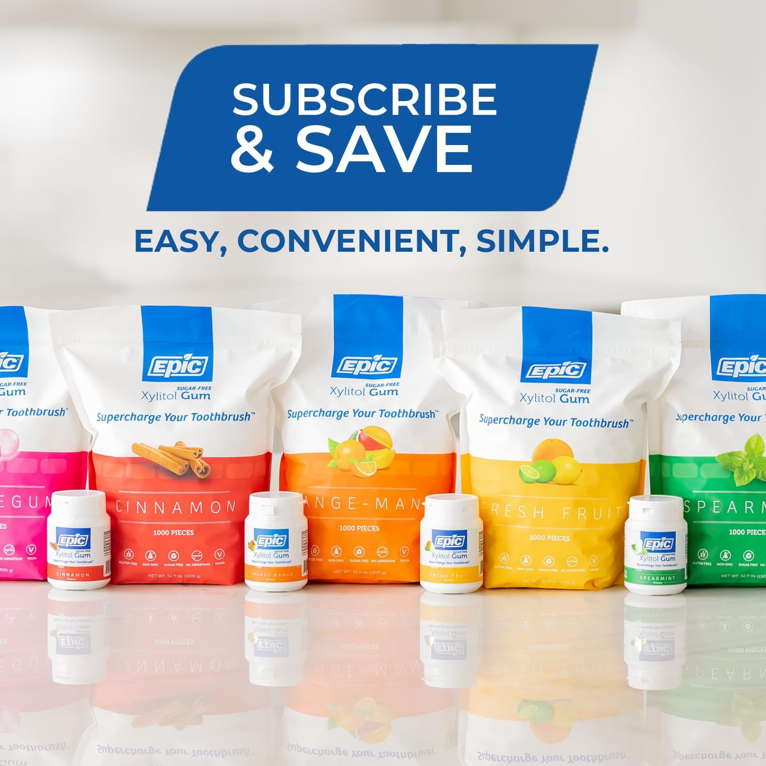 Epic Cinnamon Sugar-Free Xylitol 1000 Dental Gum image number 3