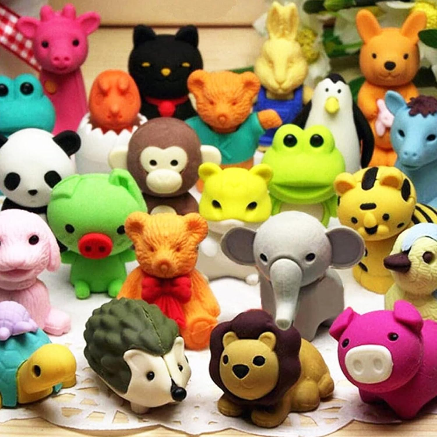 60Pcs Animal Erasers Desk Pets for Kids Animal Pencil Erasers Bulk Puzzle Eraser Toys Gifts for Classroom Prizes,Game Reward,Treasure Box,Easter Egg Fillers,Goodie Bag Stuffers,Party Favors image number 3