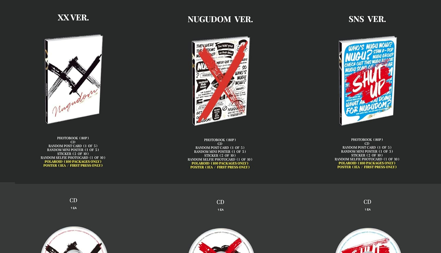 CRAXY XX 4Th Mini Album Cd+Pob+Photobook+Postcard+Mini Poster on Pack+Sticker+Selfie Photocard+Tracking Sealed (Random) - Nugudom Version image number 3