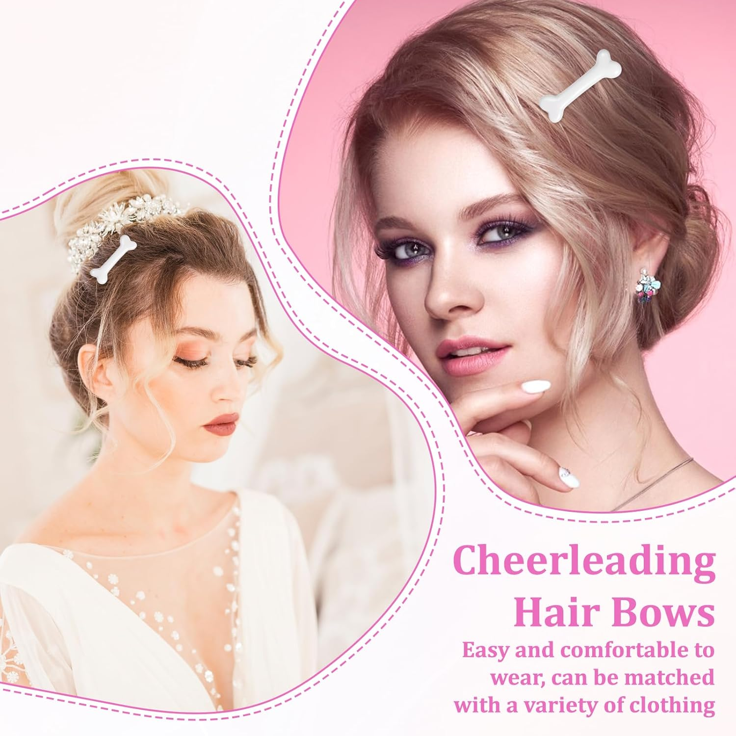 6 Pcs Bone Hair Clip, White Bones Hairpins Skull Skeleton Hairpins for Women Girls White Dog Bone Alligator Clips Halloween Cosplay Costume Decorative Hair Pins Accessories, Daily Wear image number 6