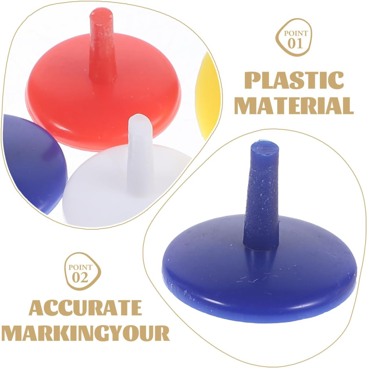 Kisangel Golf Ball Markers, 50Pcs Plastic Position Ball Marker for Putting Green Accurate Positioning image number 3