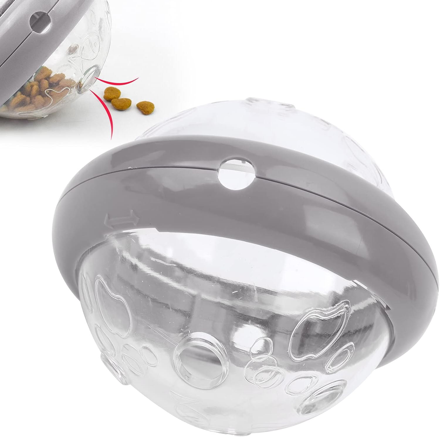 Dog Feeder Toy, Durable Flying Saucer Shaped Design Slow Eating Interactive Feeding Puzzle Toys, Pet Food Dispensing Puzzle Toy Feeding Dispenser for Dogs Cats (Ufo-Literary Gray)