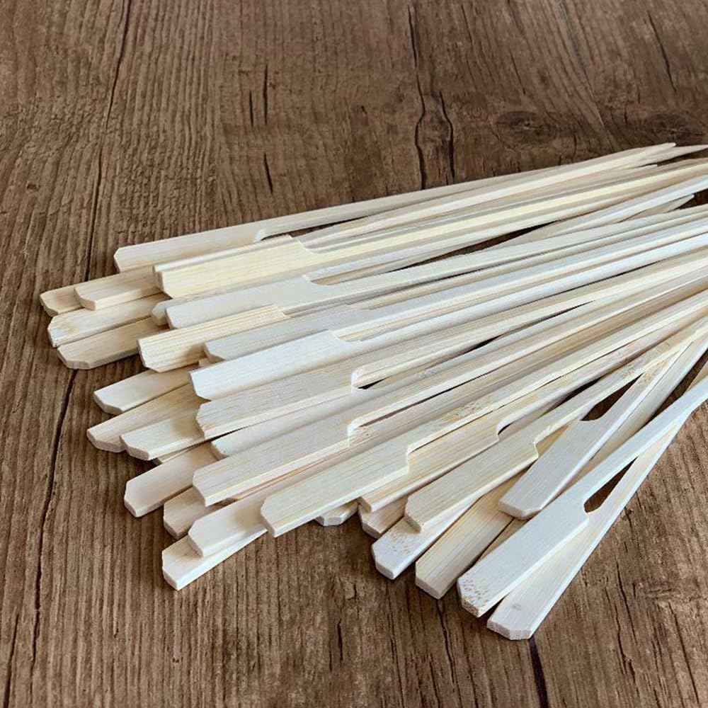 100X Bamboo Paddle Skewers - 20Cm Disposable Wooden Skewers for Appetizers, BBQ, Grilling, Kabobs, Cocktails & Party Snacks (Eco-Friendly Natural Bamboo Skewer Sticks) image number 4