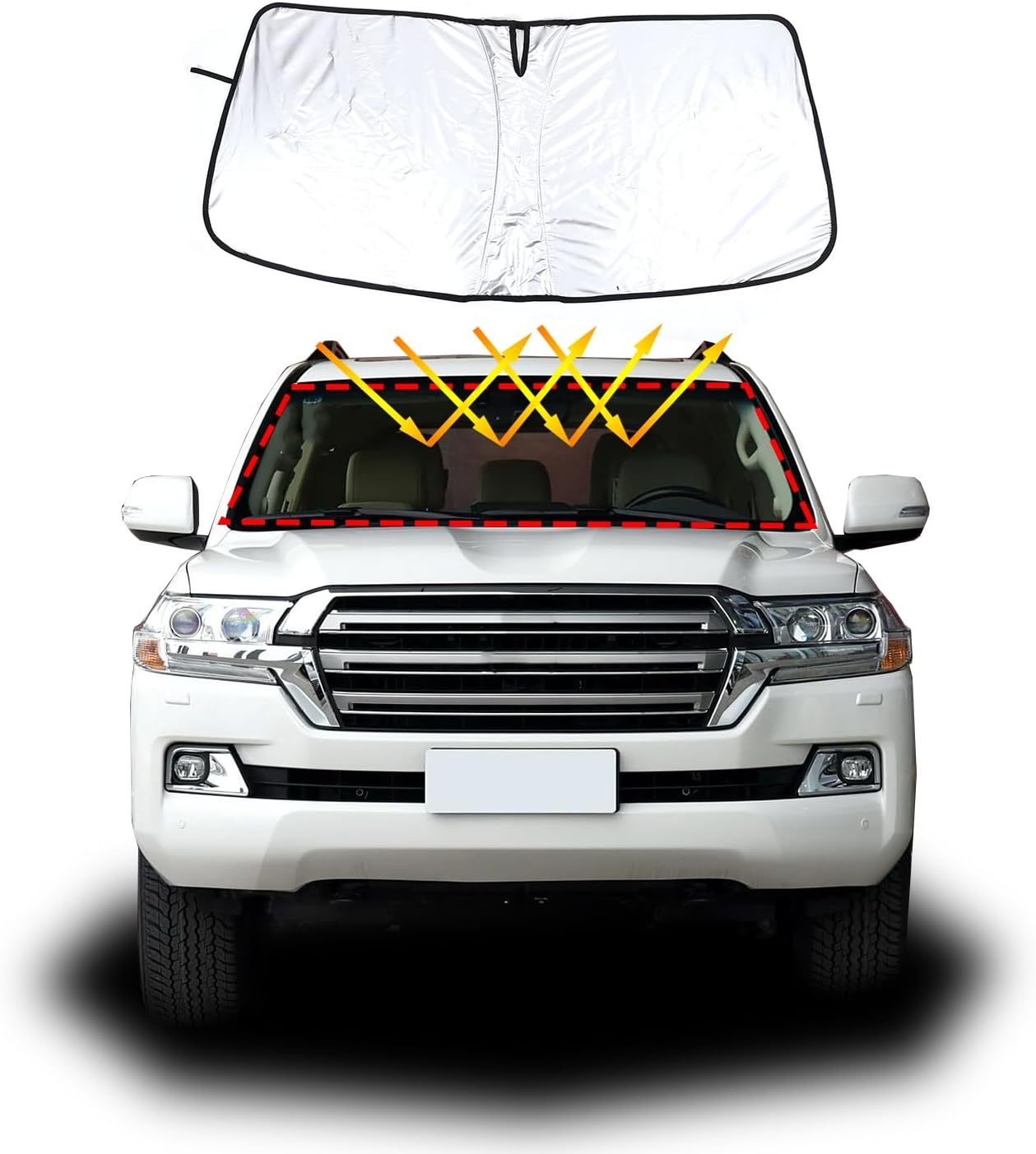 Windscreen Sun Shade Compatible with Toyota Land Cruiser LC300 2022-2025 Accessories | Reflective Windshield Cover Window Shade | UV & Heat Blocking Cover