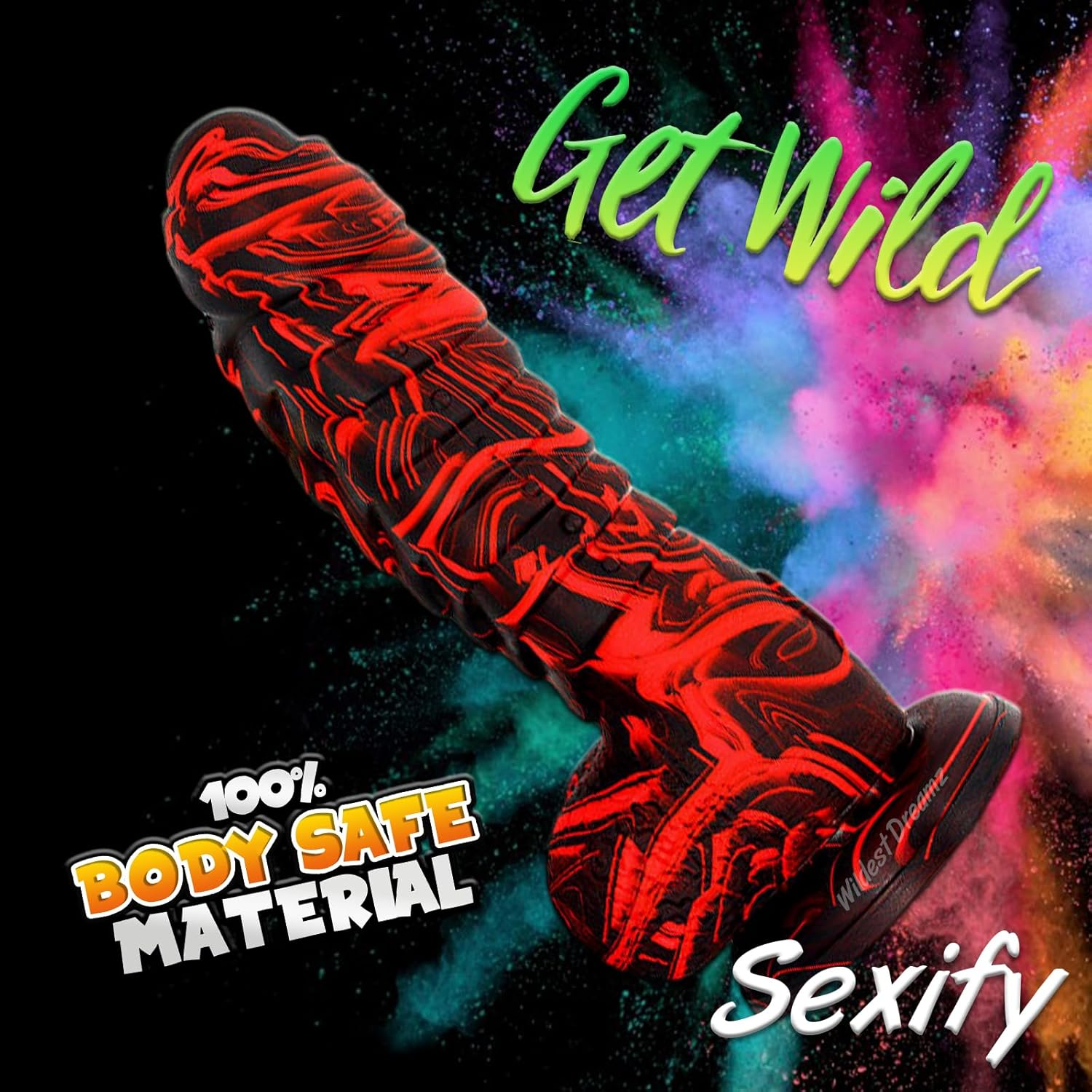 6" Realistic Fantasy Dildo Dong Penis Dragon Scales Alien Balls Silicone Suction Cup Red/Black for Women Men and Couples Adult Sex Toy