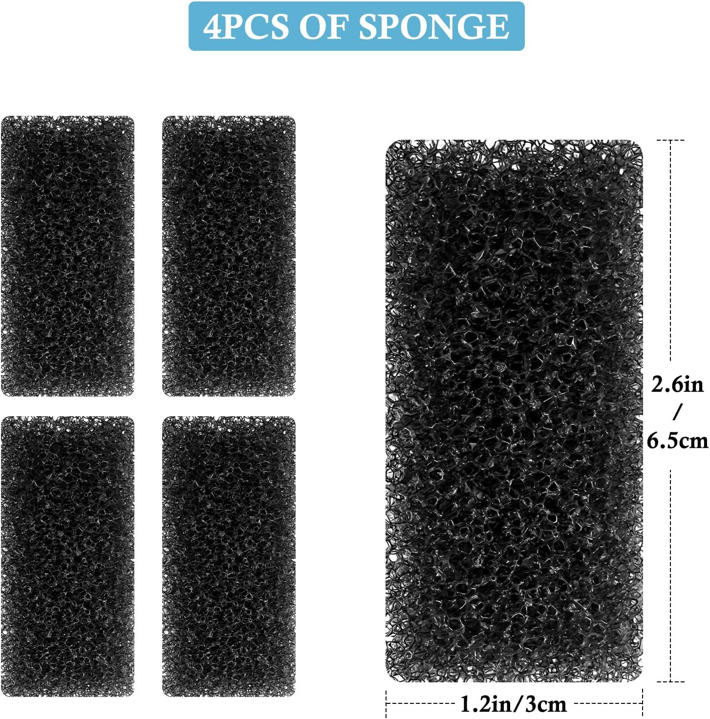 4PCS Replacement Aquarium Biochemical Sponge for 3W Aquarium Filter, Aquarium Filter Sponges for Replacement (Sponge for 3W) image number 4