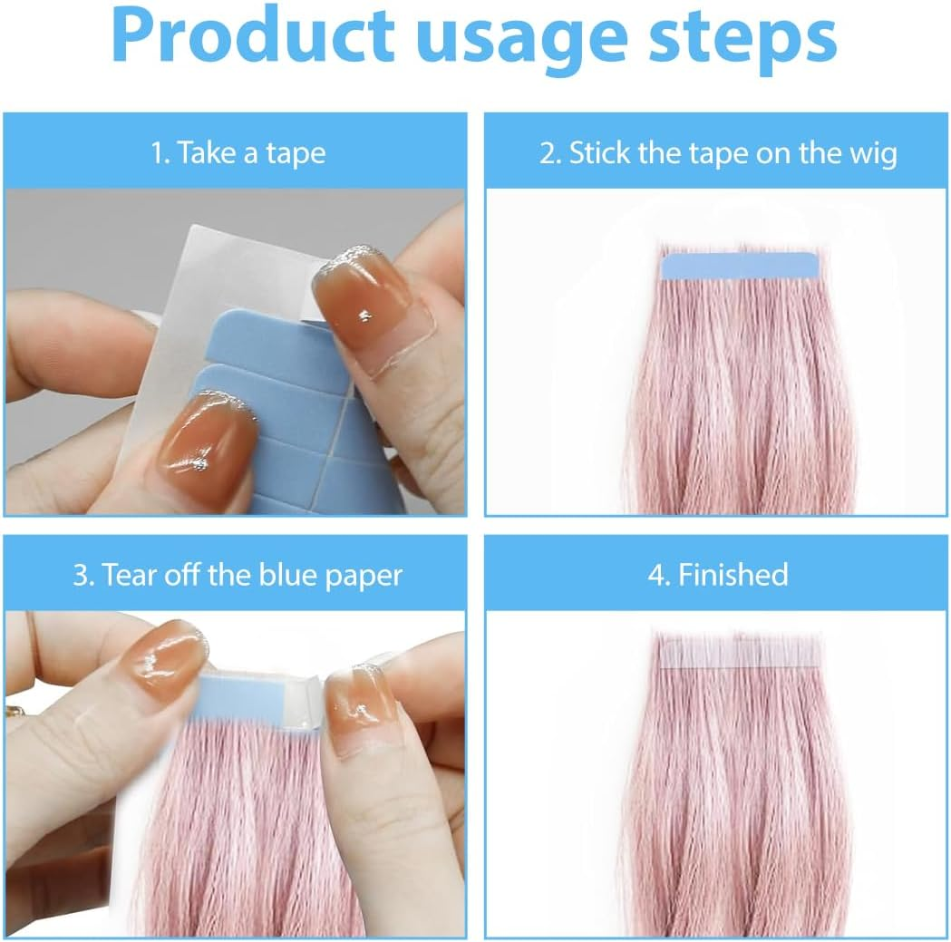 RTRTGS Pack of 20 Replacement Tapes for Tape-In Hair Extensions, High Adhesion, Hair Tape for Hair Extensions, Hair Weft (Transparent) image number 1