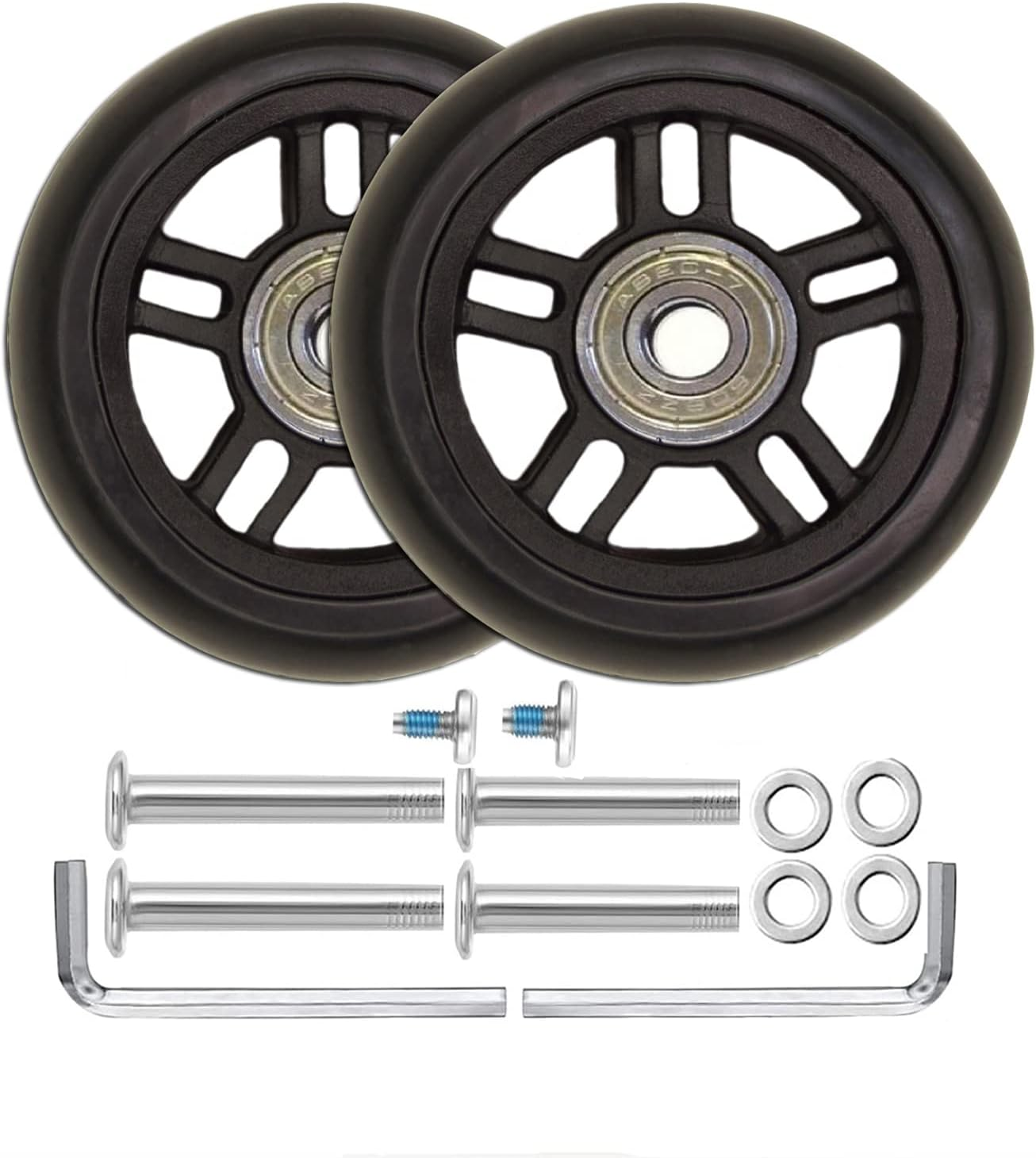 1 Pair Luggage Wheel Replacement 64 * 18Mm(2.48"X0.7") with 8Mm(0.31") Bearings 35Mm 40Mm Axles Wrenches Repair Set for Suitcase and Inline Outdoor Skate image number 6