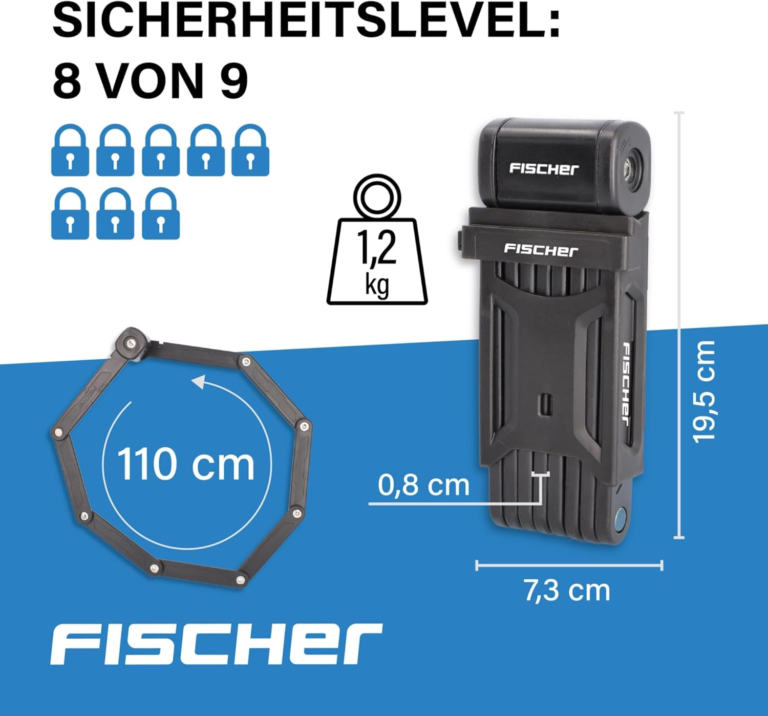 Fischer Folding Lock with Bracket and 2 Security Keys