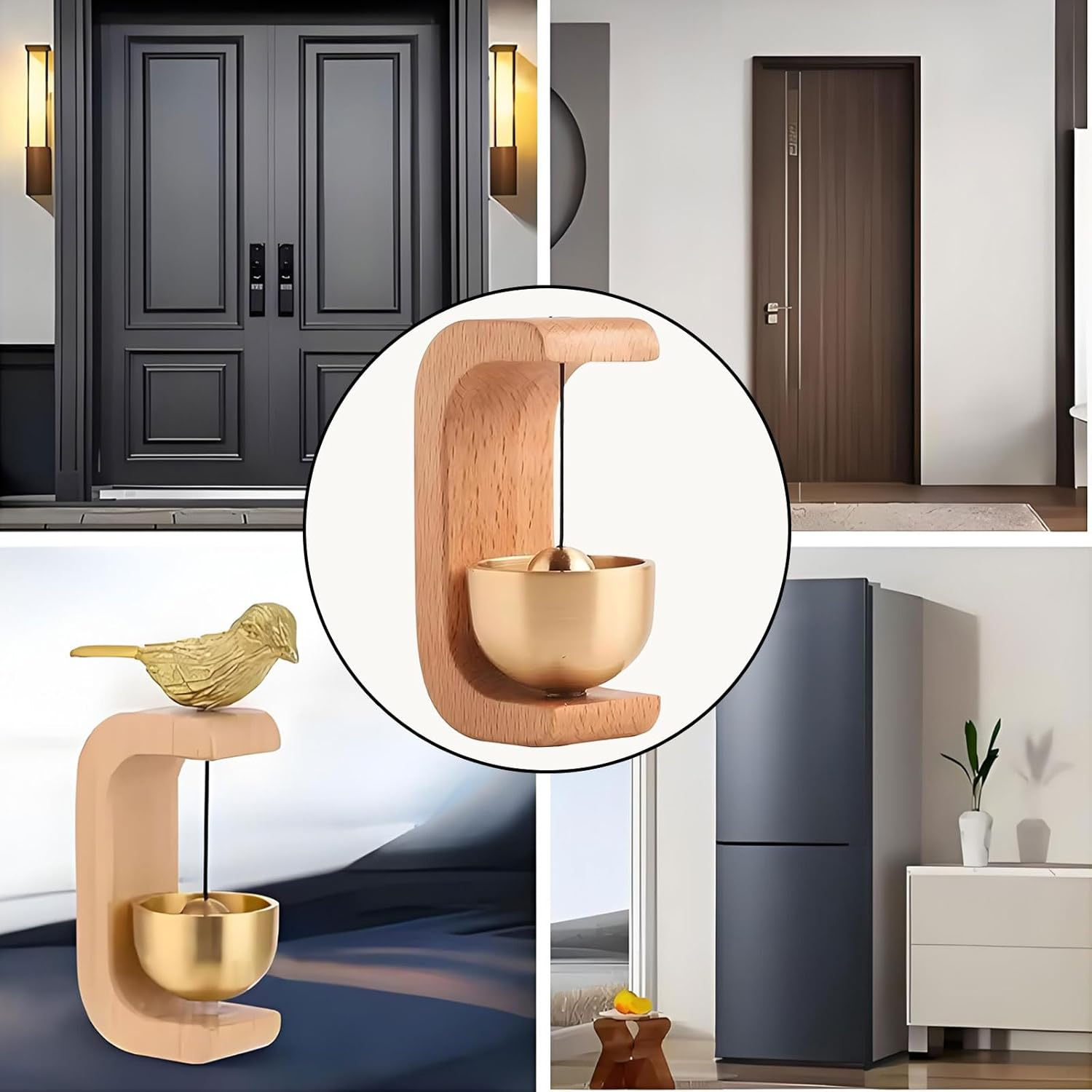 MYTOAU Shopkeepers Bell for Door Opening, Retro Magnetic Doorbell Cute Door Chime Wooden C-Shaped Doorbell Compact Wood Style Bass Reminder Widely Used for Cafe Front Door Pet Door Store Home Garden image number 1