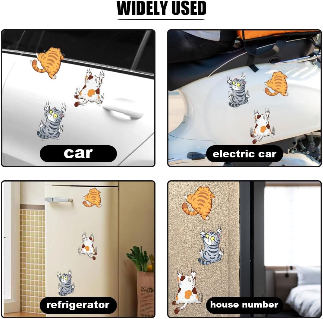 Scratch Cat Vinyl Car Sticker Decal, Climbing Cat Scratch Cover Funny Bumper Decal, Three Cute Cats Decoration Scratch Repair Sticker for Auto Truck Motorcycle Wall Window (Medium) image number 2