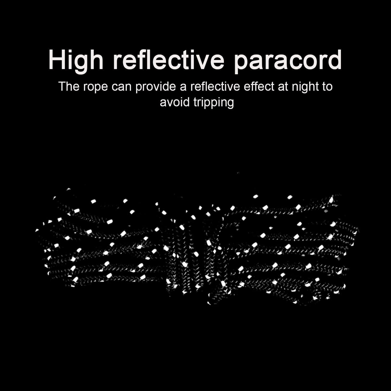 8 Pack 4Mm Guy Lines Ultralight Tent Cords with Aluminum Adjuster Tensioner Outdoor Camping Guylines Ropes for Tent Tarp,Climbing,Hiking Backpacking (Black) image number 5