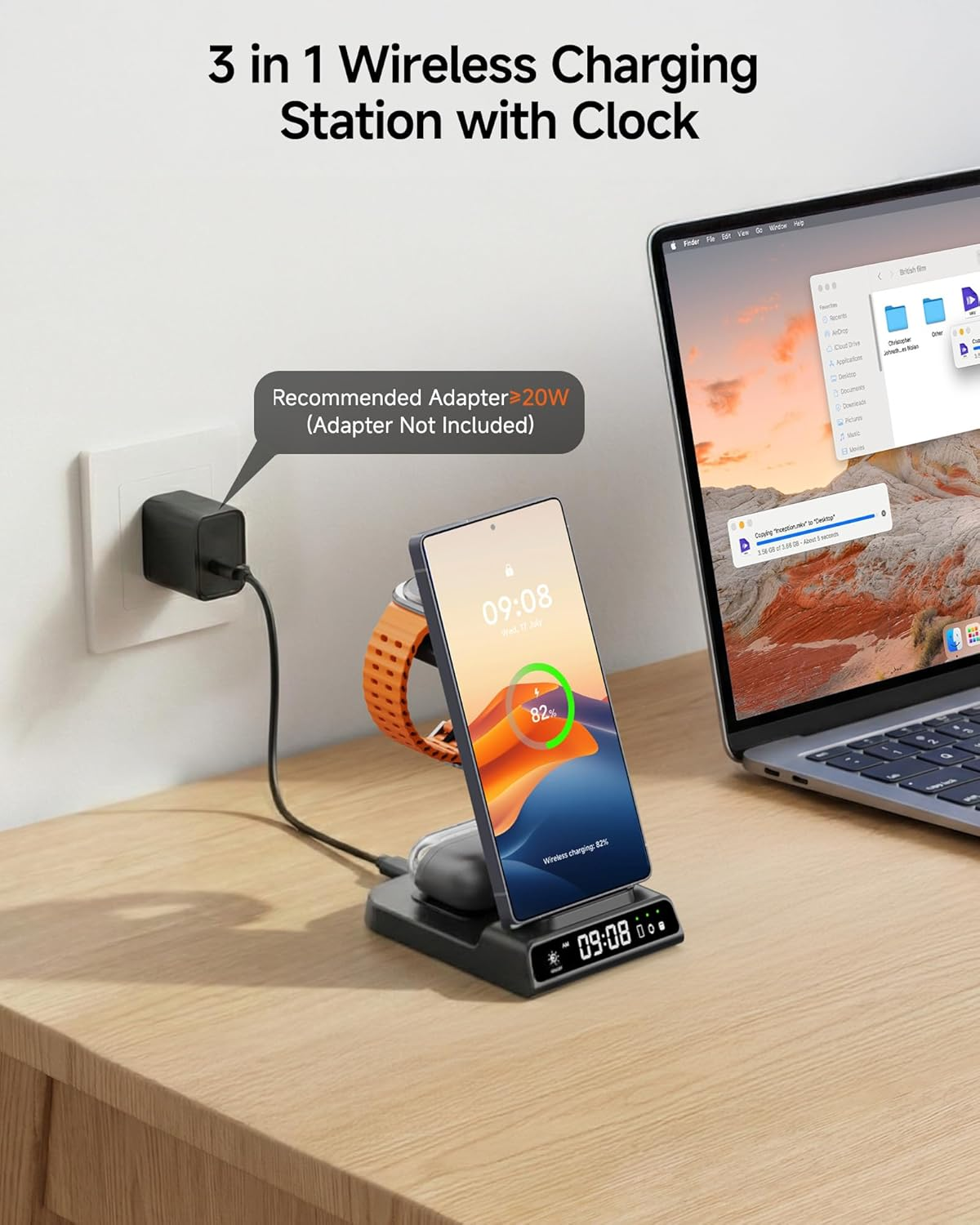 Wireless Charger for Samsung Devices, Wireless Charging Station for Samsung S25 Ultra/S25+/S25/Z Flip7/S24/S23/S22/S21, for Galaxy Watch 8/8 Classic/7/Ultra/6/5/4, Galaxy Buds3 Pro (No Adapter) image number 4