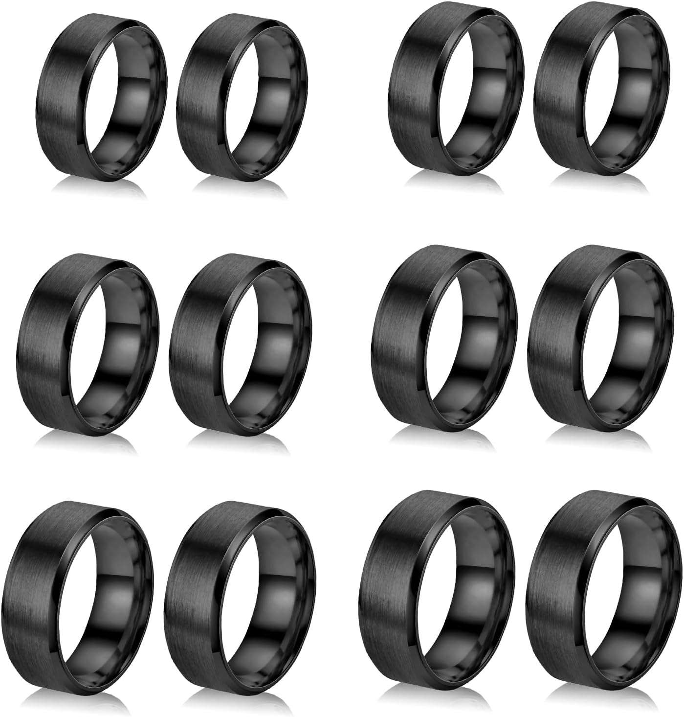 Happtkey 18PCS Stainless Steel Blank Core Ring 8Mm Plain Inlay Finger Rings round Solid Metal Band Size 6/7/8/9/10/11 Comfort Simple Brushed Matte Polished Silver Wedding Ring for DIY Jewelry Making