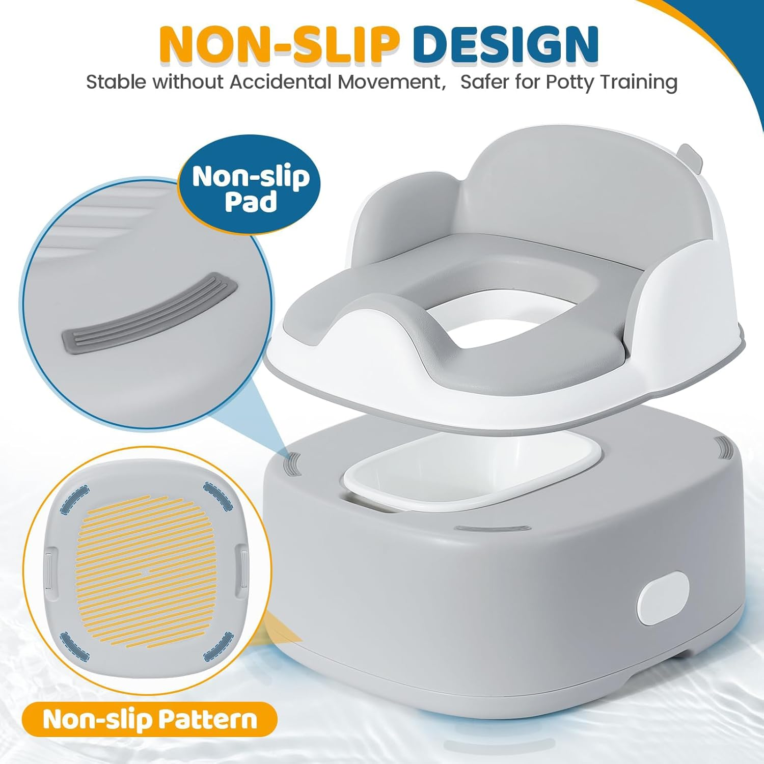 3-In-1 Silicone Potty Training Toilet, Soft & Comfortable Baby Potty Trainer, Step Stool & Toilet Seat, Non-Slip & Easy to Clean, Safe for Toddlers image number 4