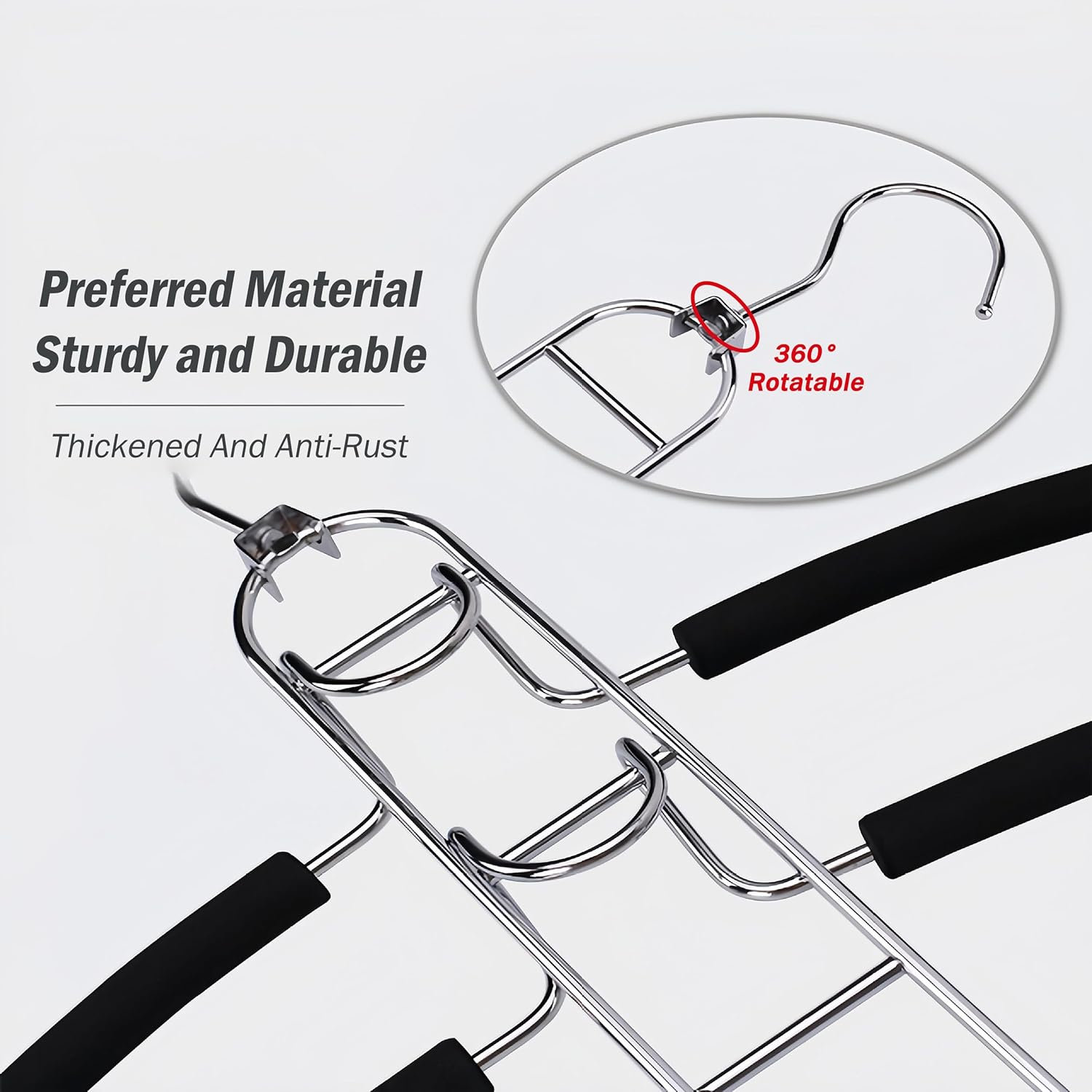 Zekroh 5 in 1 Space Saver Coat Hangers, 4 Pack Multilayer Metal Clothes Hanger anti Slip Clothes Hangers with EVA Sponge Tube, Heavy Duty Stainless Steel Hangers for Closet Storage Organizer image number 4