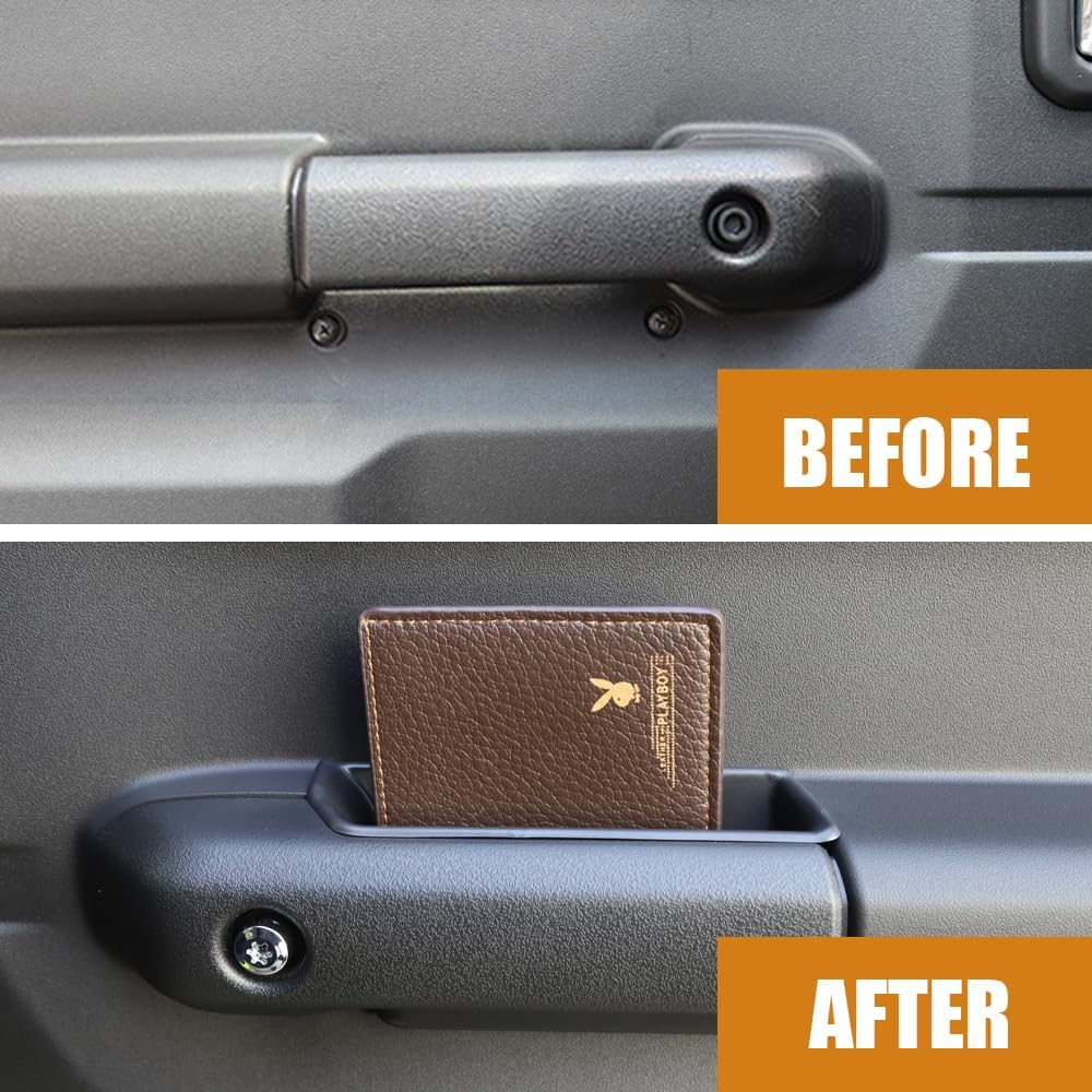 2-Pack Door Handle Storage Box for Suzuki Jimny JB64 JB74W 2019 2020 2021 2022 2023 2024 Accessories Armrest Phone Container Door Organizer Handle Pocket ABS Tray (Black, 2Pcs)