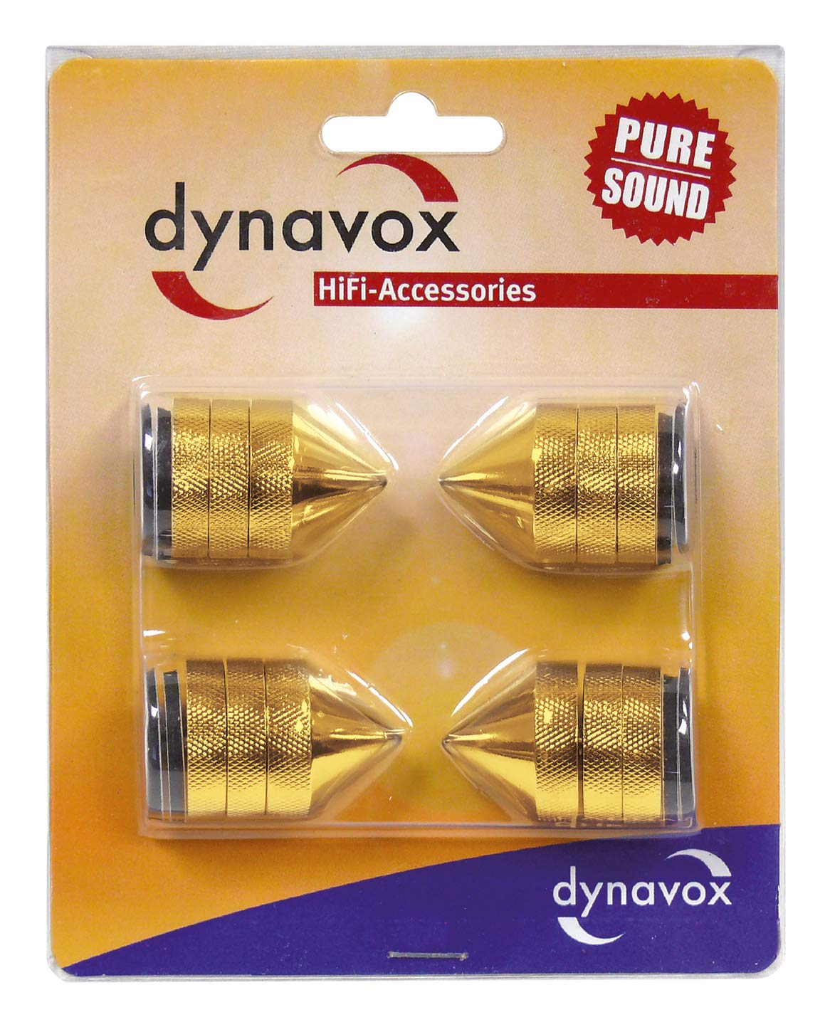Dynavox Sub-Watt Absorber Set of 4 Height-Adjustable Decoupler for Hifi Devices and Speakers with Washers, Brass
