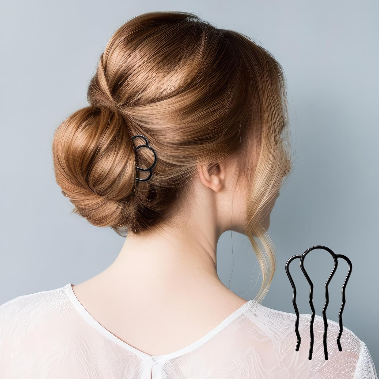 6 Piece Metal Hair Fork French Twist Comb for Updo Bun Hair Side Combs U-Shape Haire Fork Clip Hairs Styling Tool Messy Bun Maker Vintage Hairstyle Accessories for Women Hairs Accessories (Black) image number 4