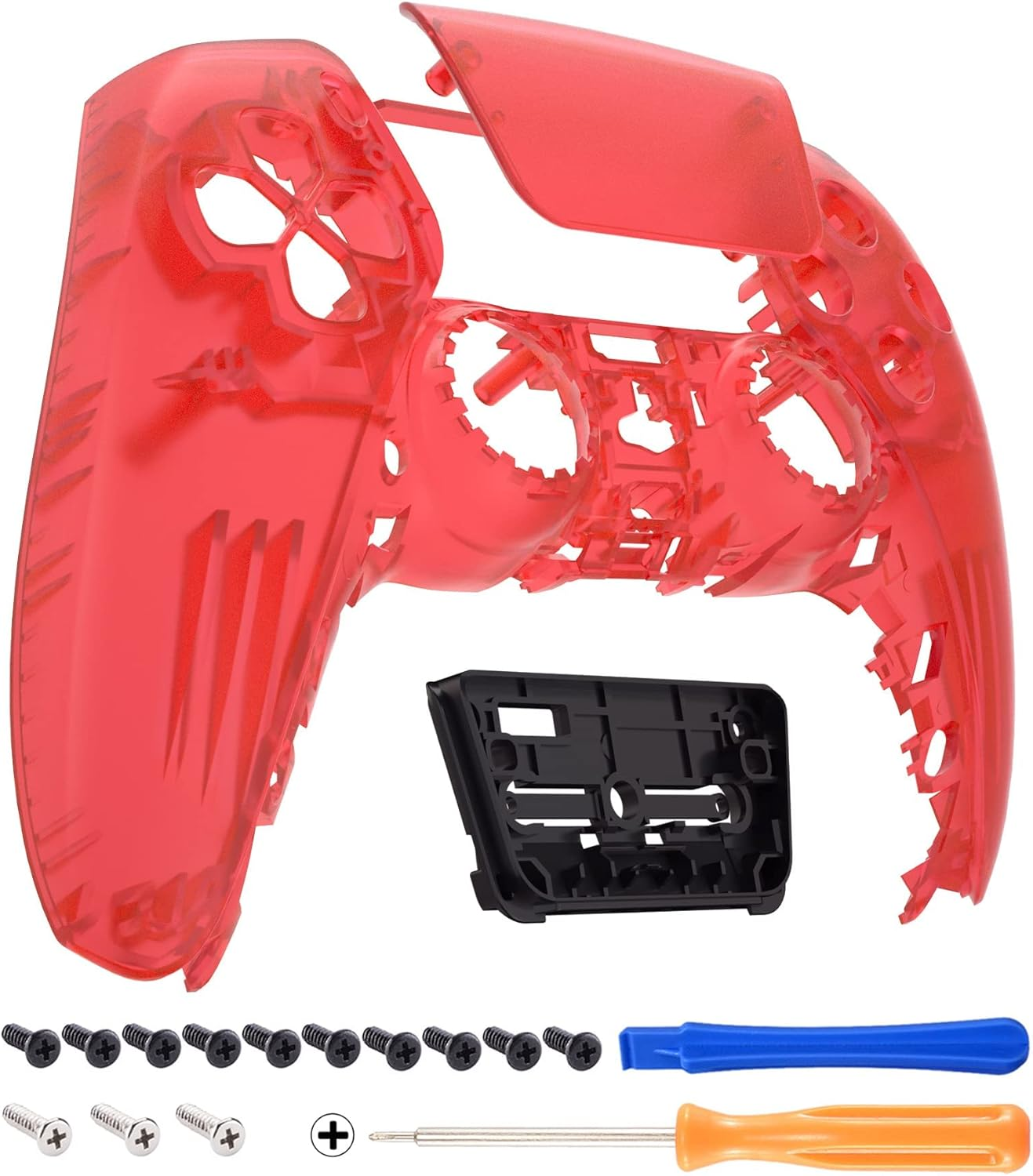 Extremerate Silver Wave Touchpad Front Housing Shell Compatible with Ps5 Controller, DIY Replacement Shell Custom Touch Pad Cover Faceplate Compatible with Ps5 Controller