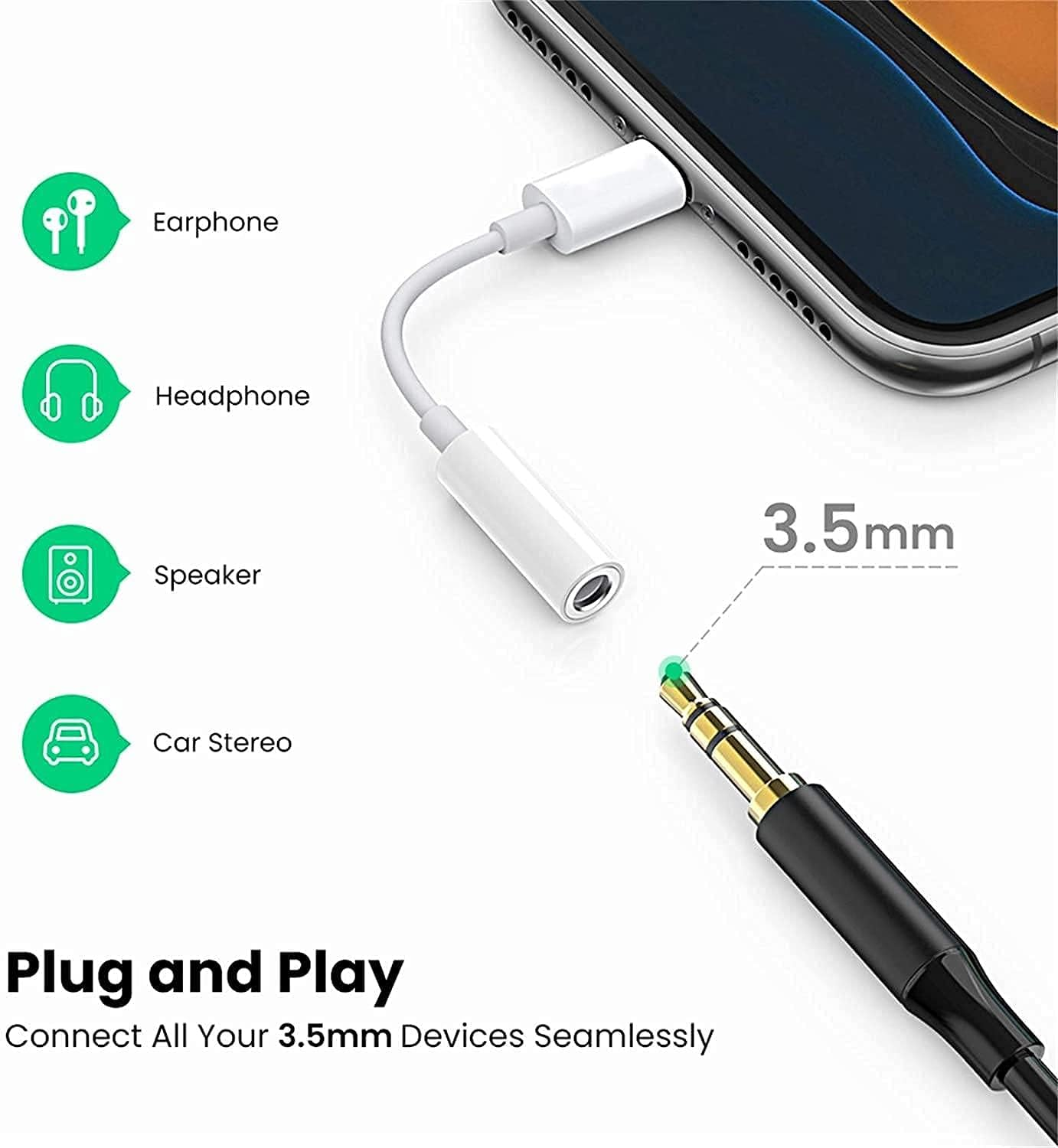 [Apple Mfi Certified] Lightning to 3.5 Mm Headphone Jack Adapter for Iphone 14 Pro Max, 2 Pack Iphone 3.5Mm Headphone Aux Audio Converter Dongle Adapter for Iphone 14 13 12 11 Pro Max XS XR X 8 7