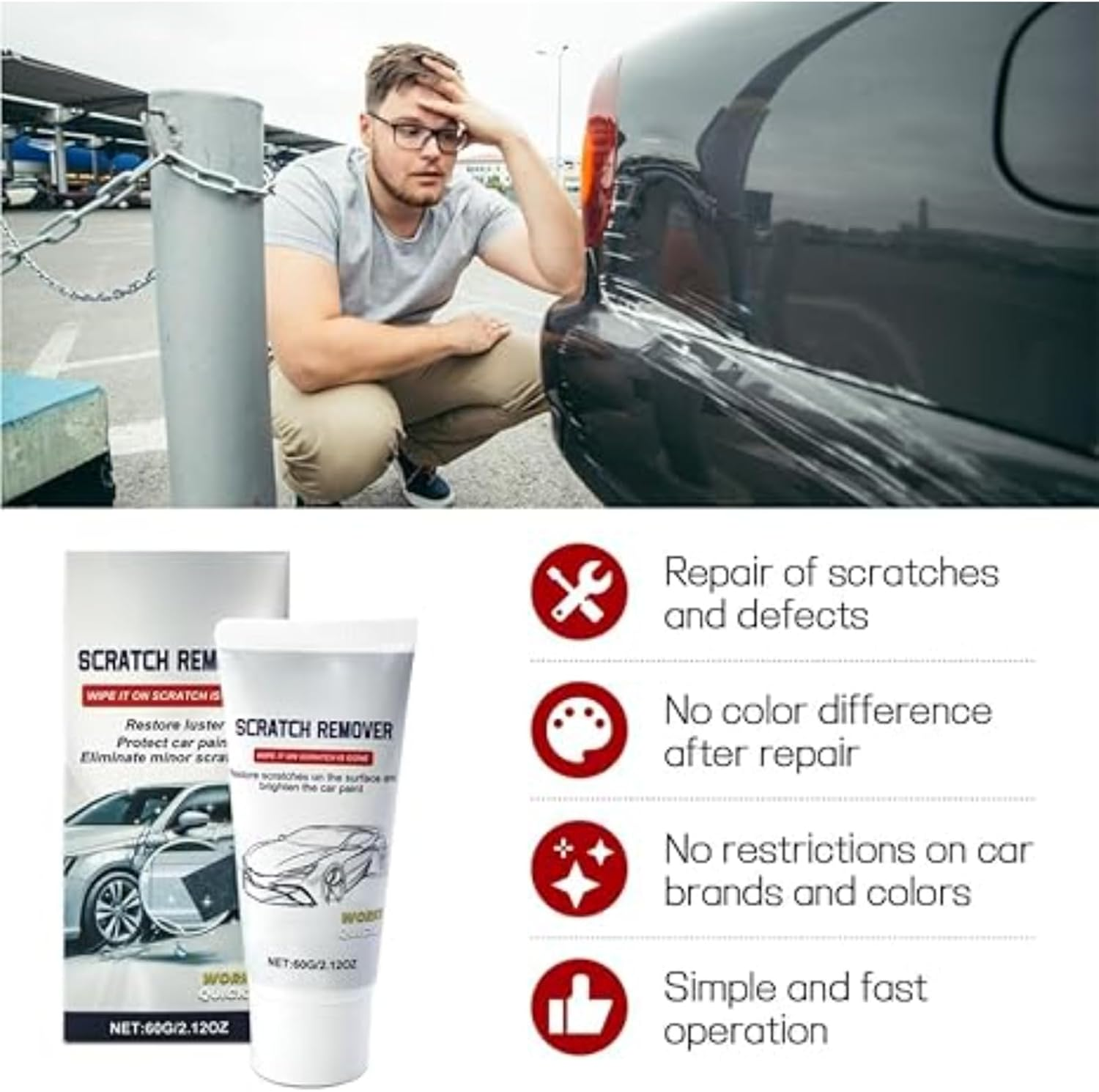 MILIOG 6PCS Nano Sparkle Cloth Car Scratch Remover Kit &ndash; Multi-Purpose Magic Cloth for Light Scratches, Water Spots & Oxidation on All Car Colors | Reusable & Easy-To-Use Auto Scratch Repair (Black) image number 4