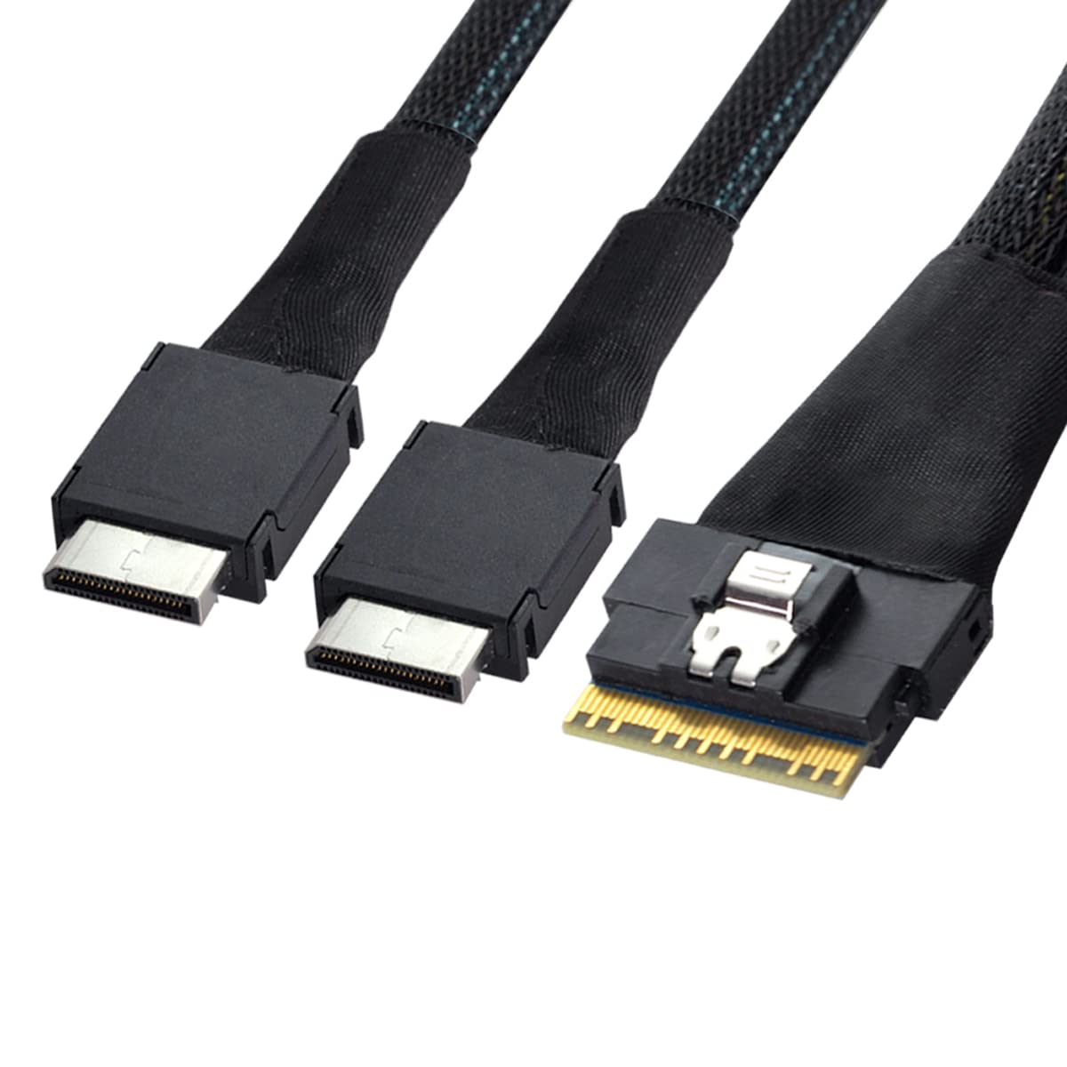Cablecc PCI-E Ultraport Slimline SAS Slim 4.0 SFF-8654 8I 74Pin to Dual Oculink SFF-8611 Cable 50Cm Pci-Express image number 3