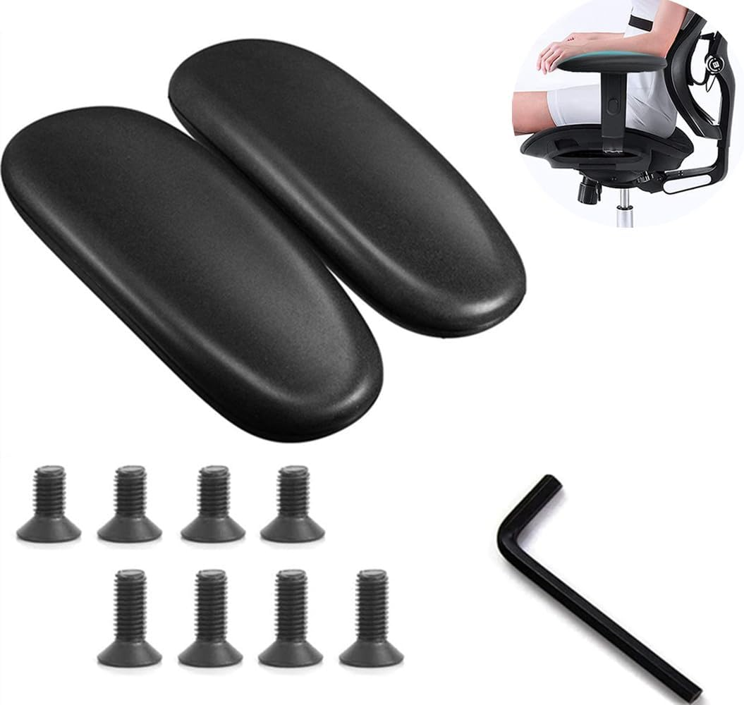 1 Pair Office Chair Armrest Replacement Pads, Universal Office Chair Arm Pads,10Inch, with Screws and Wrench （Black ） image number 4