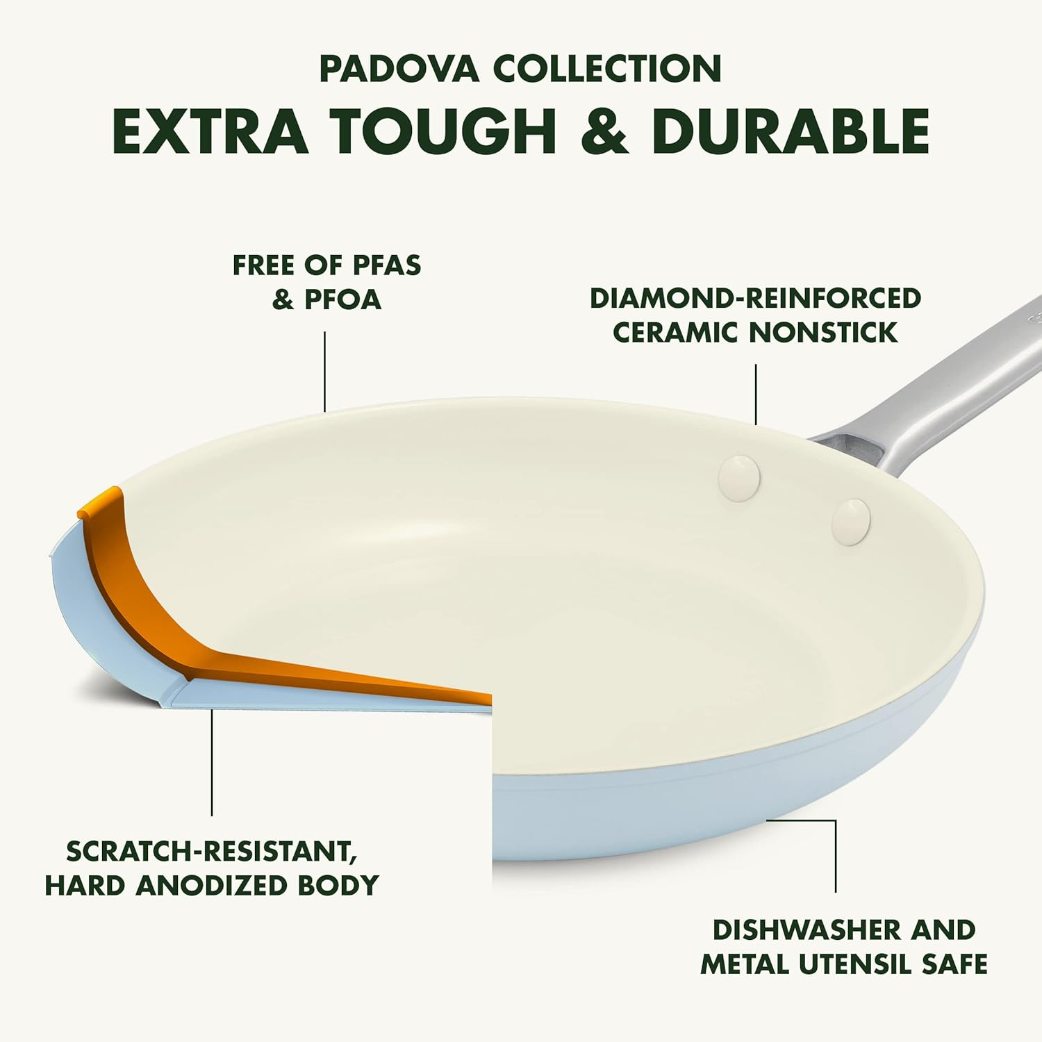 Greenpan Padova Hard Anodized Healthy Ceramic Nonstick, 10 Piece Cookware Pots and Pans Set, Pfas-Free, Dishwasher Safe, Light Blue image number 5