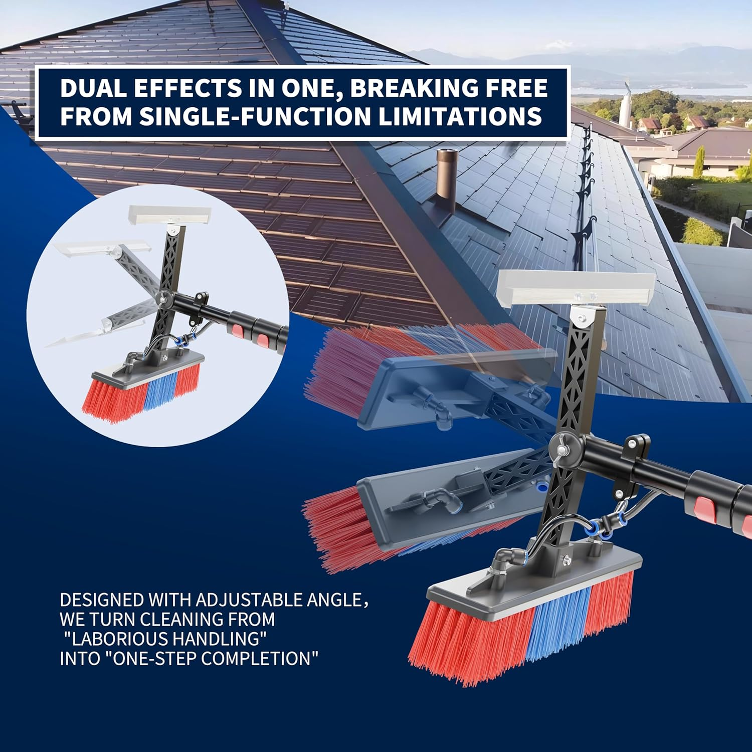 24FT Solar Panel Cleaning Brush & Squeegee Kit,Proffesional Window Washing Tool,Water Fed Pole,Roof、Window and Photovoltaic Panel Washing Cleaner Equipment Kit image number 4