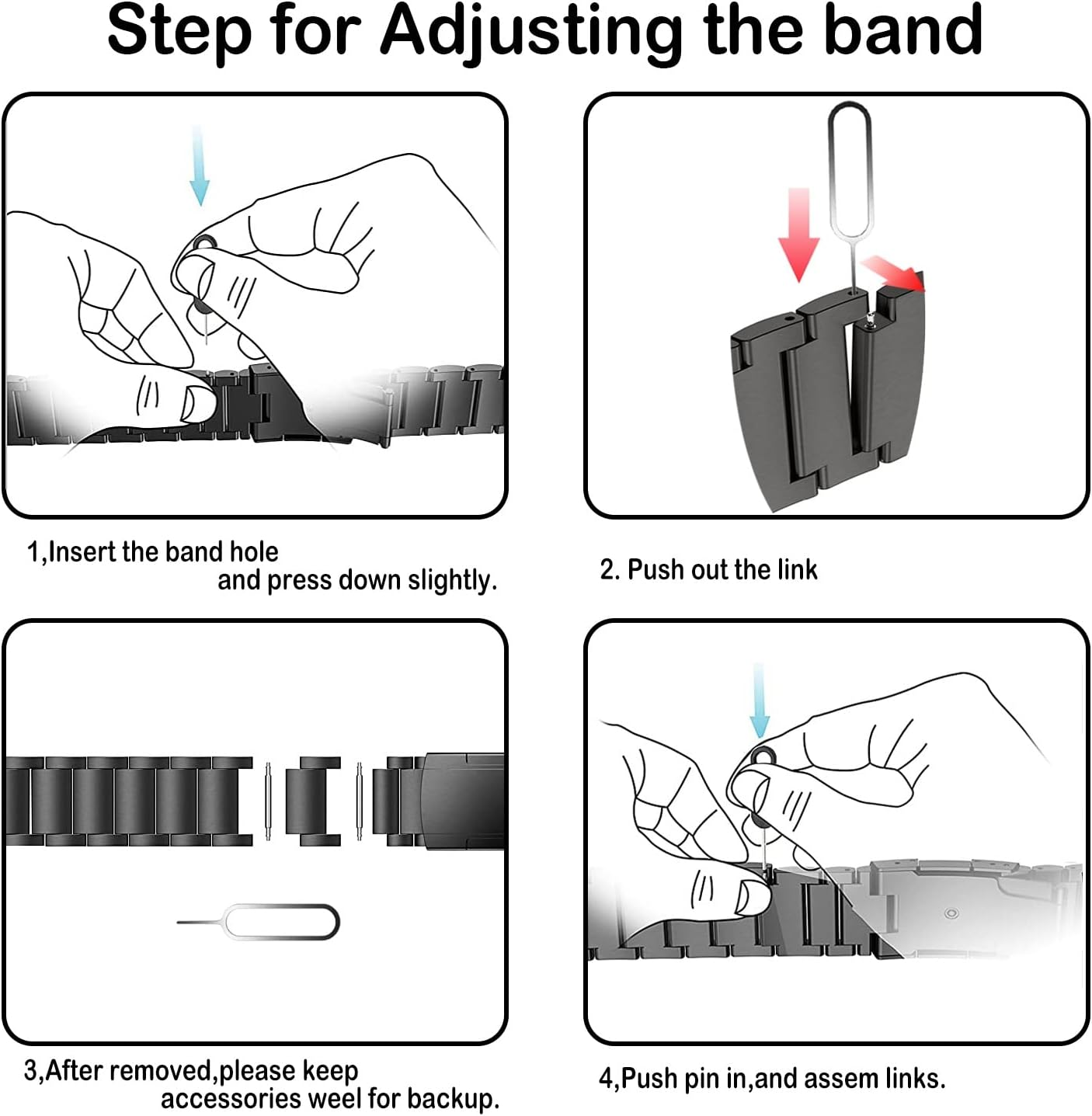 Maktech Titanium Wristband for Google Watch,Metal Bracelet Strap Include Adapter with Turtle Buckle for Google Pixel Watch 3 45Mm [2024] (Black) image number 6