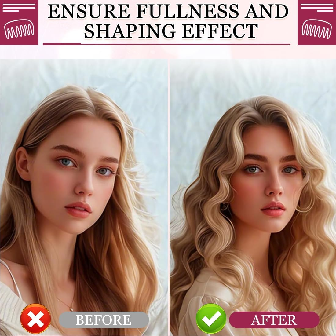 Heatless Curls Band, 3 Pieces, Heat-Free Curlers, Brown, Heatless Curls Set, Soft Velvet, Overnight Blowout Curls without Heat image number 3