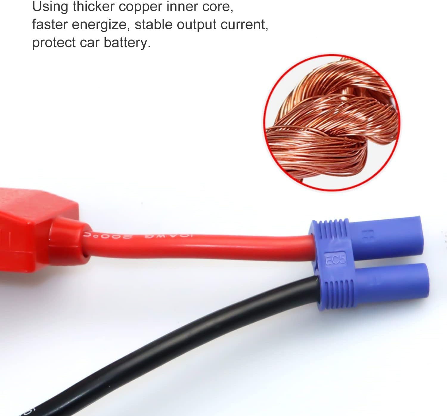 EC5 Jump Starter Cable with Battery Clamps - Booster Jumper Cables Automotive Replacement Jump Starter EC5 Connector Emergency Jumper Cable Alligator Clips for 12V Portable Car Jump Starter 8AWG Wire image number 2